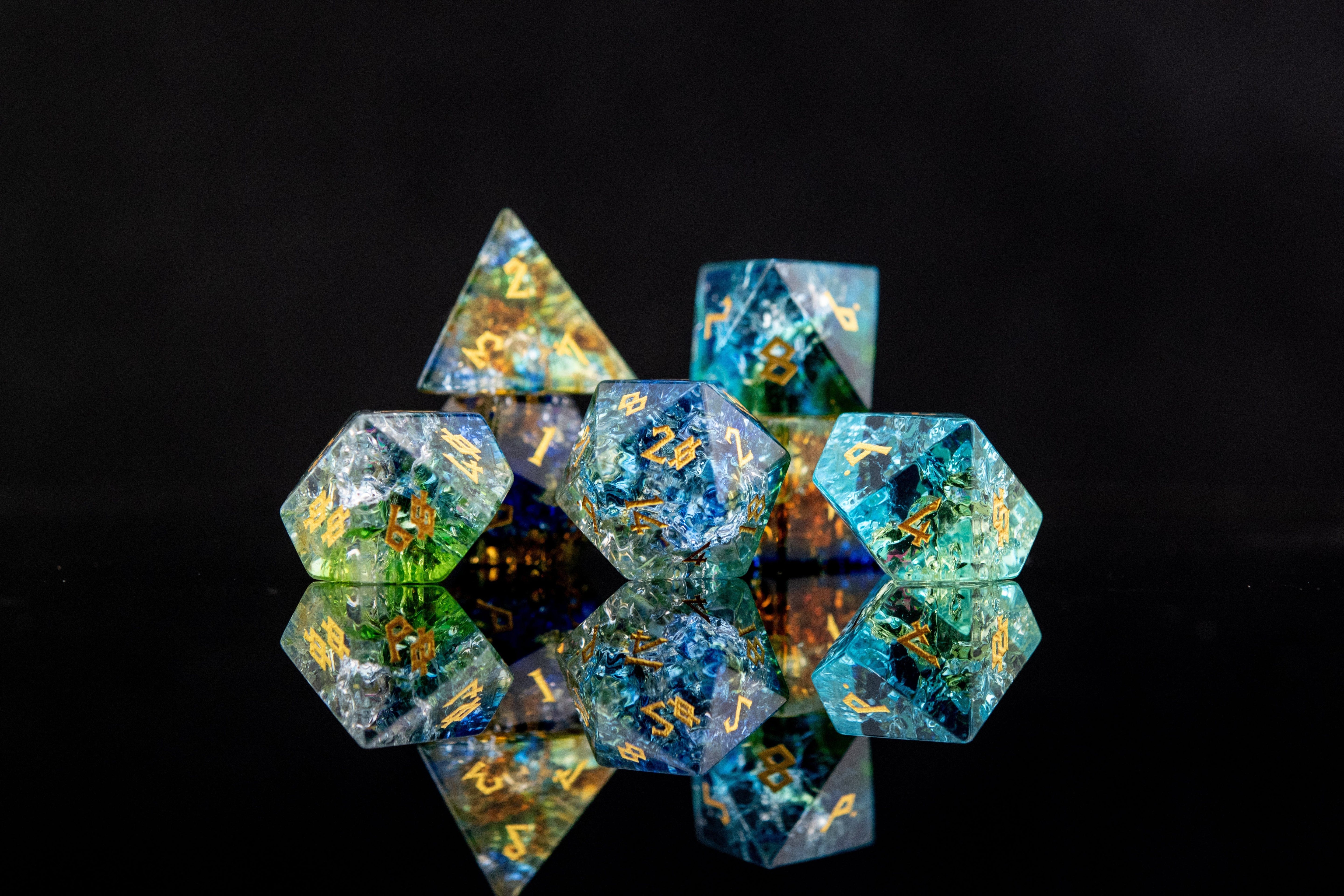 Misty Mountain Gaming Stone/Glass Mother Nature Shattered Glass Dice Set