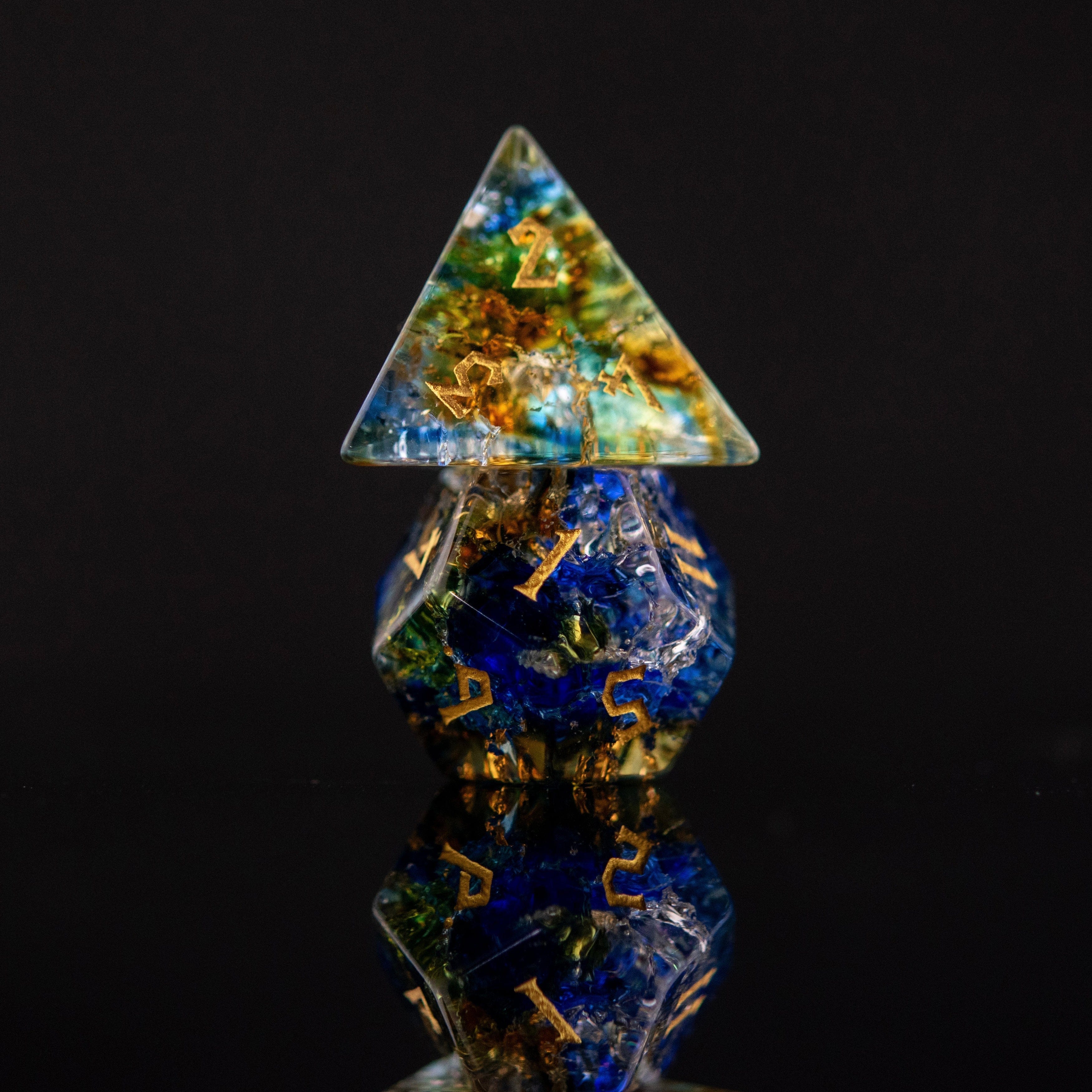 Misty Mountain Gaming Stone/Glass Mother Nature Shattered Glass Dice Set