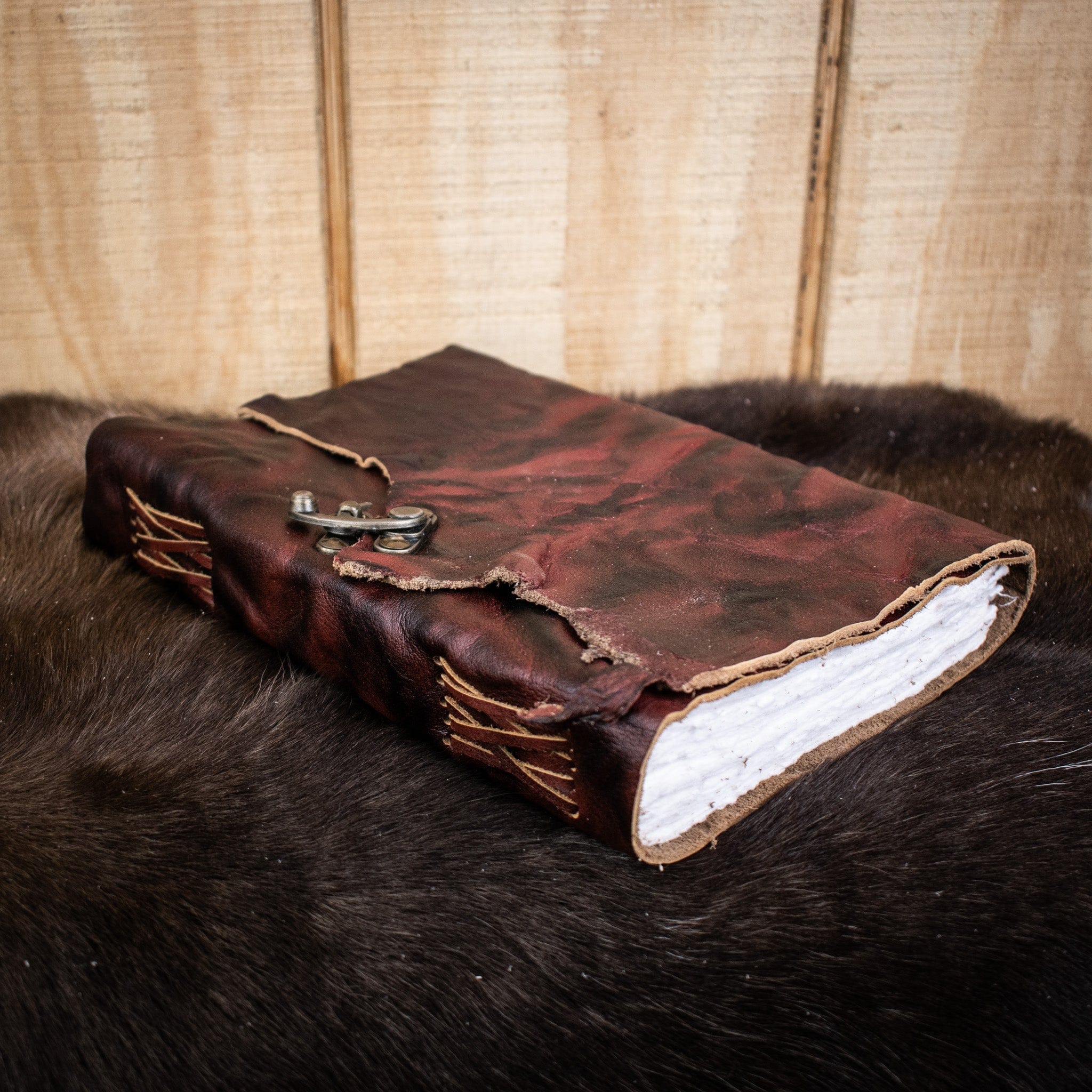 Misty Mountain Gaming Journal 7in x 10in Natural Edge Crunched Cowhide Leather Journal