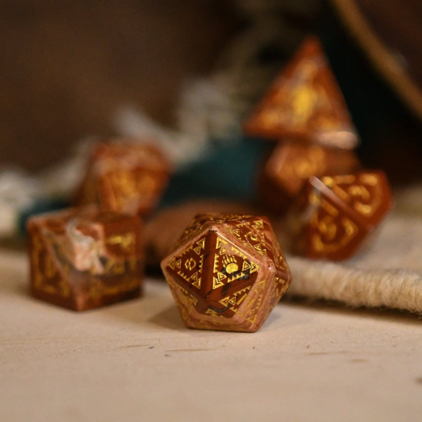 Misty Mountain Gaming Dice Navajo Red Jasper Stone Dice Set - Dice Around the World Collection