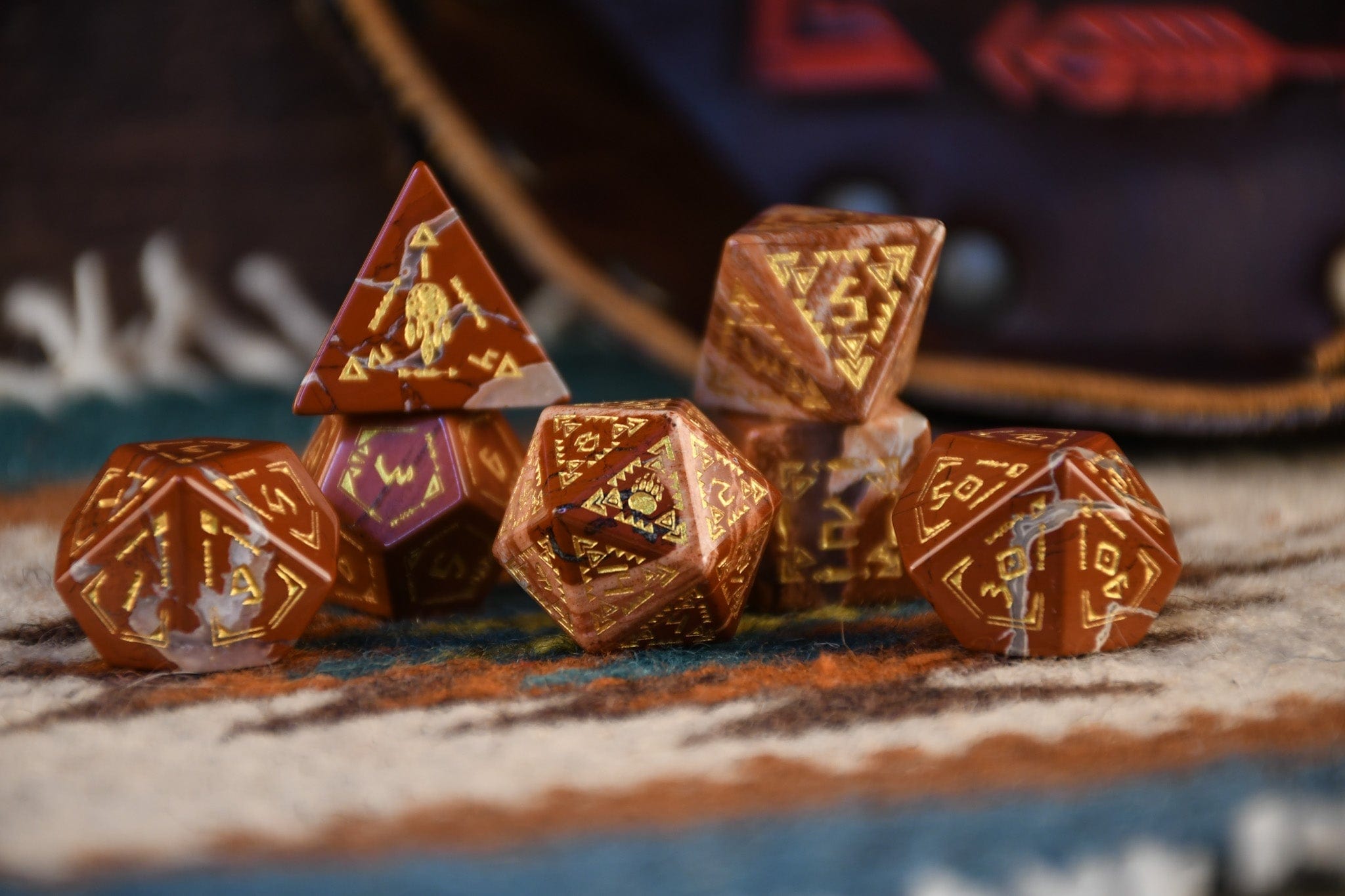 Misty Mountain Gaming Dice Navajo Red Jasper Stone Dice Set - Dice Around the World Collection