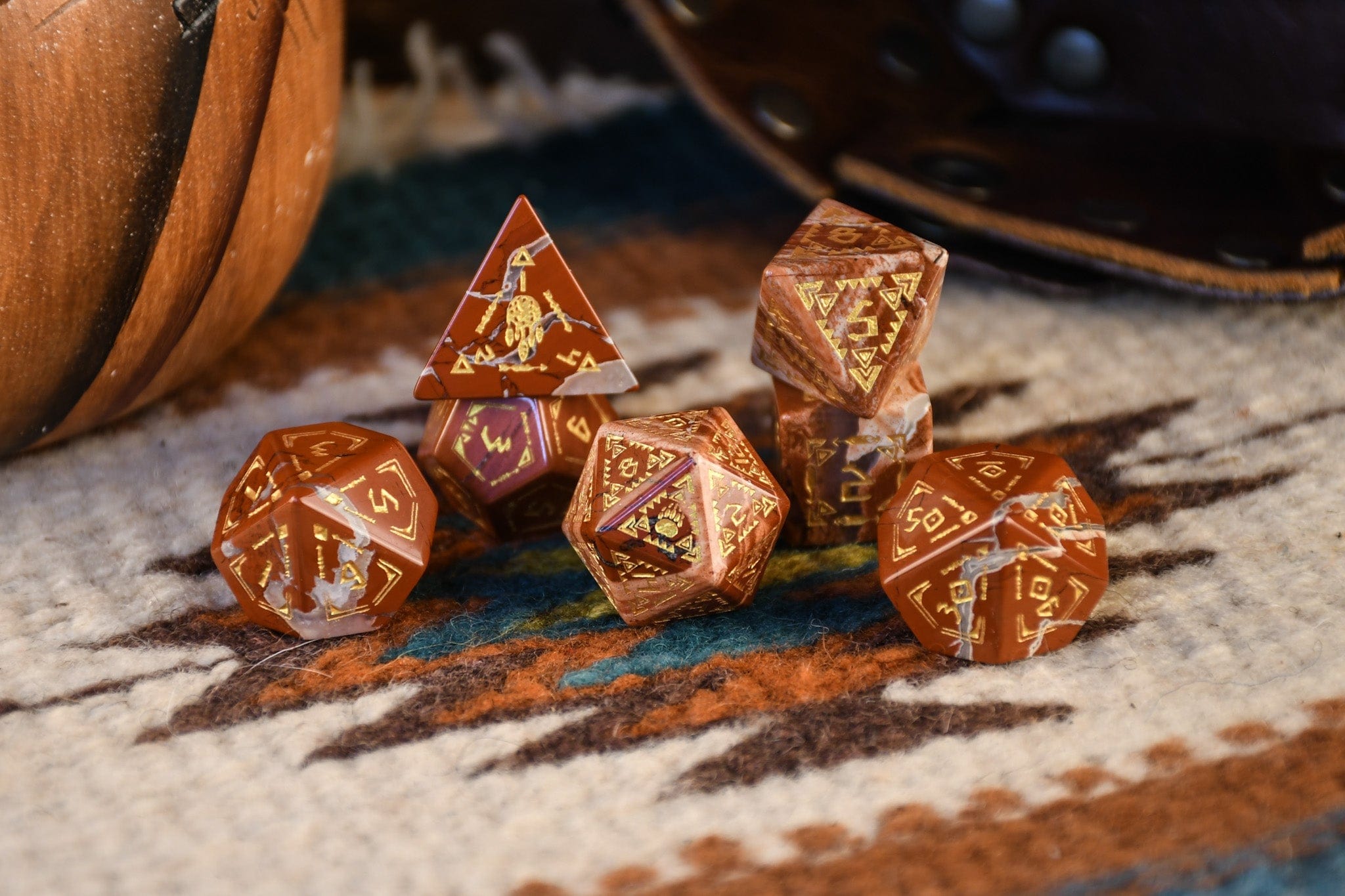 Misty Mountain Gaming Dice Navajo Red Jasper Stone Dice Set - Dice Around the World Collection