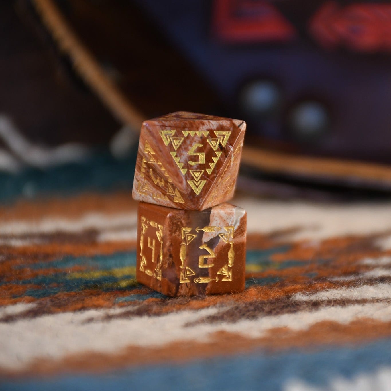Misty Mountain Gaming Dice Navajo Red Jasper Stone Dice Set - Dice Around the World Collection