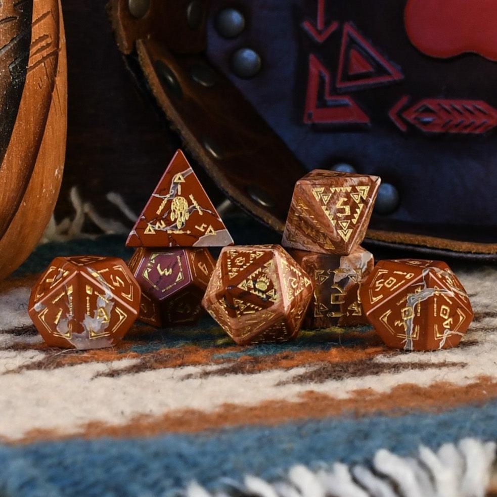 Misty Mountain Gaming Dice Navajo Red Jasper Stone Dice Set - Dice Around the World Collection