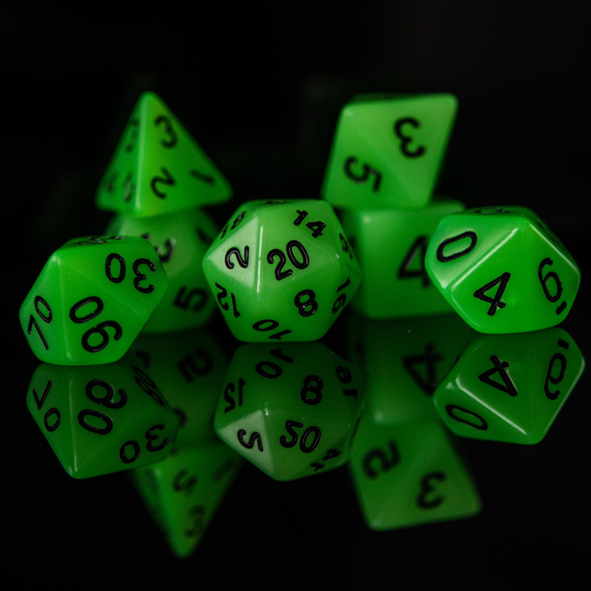 Misty Mountain Gaming Acrylic Dice Neon Green Acrylic Dice Set