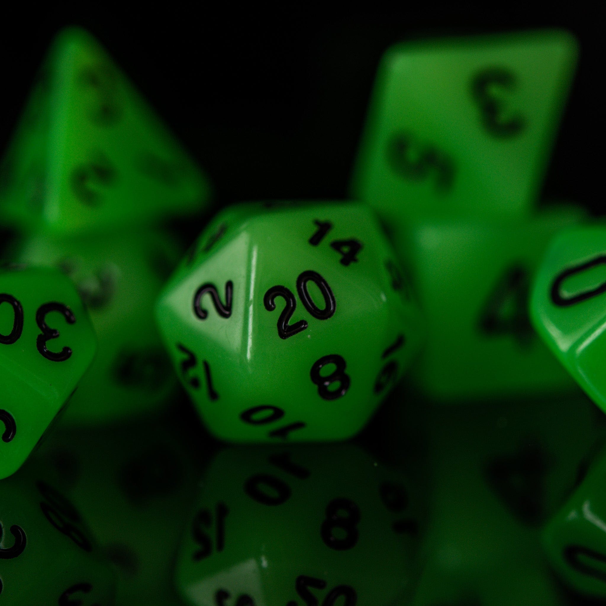 Misty Mountain Gaming Acrylic Dice Neon Green Acrylic Dice Set