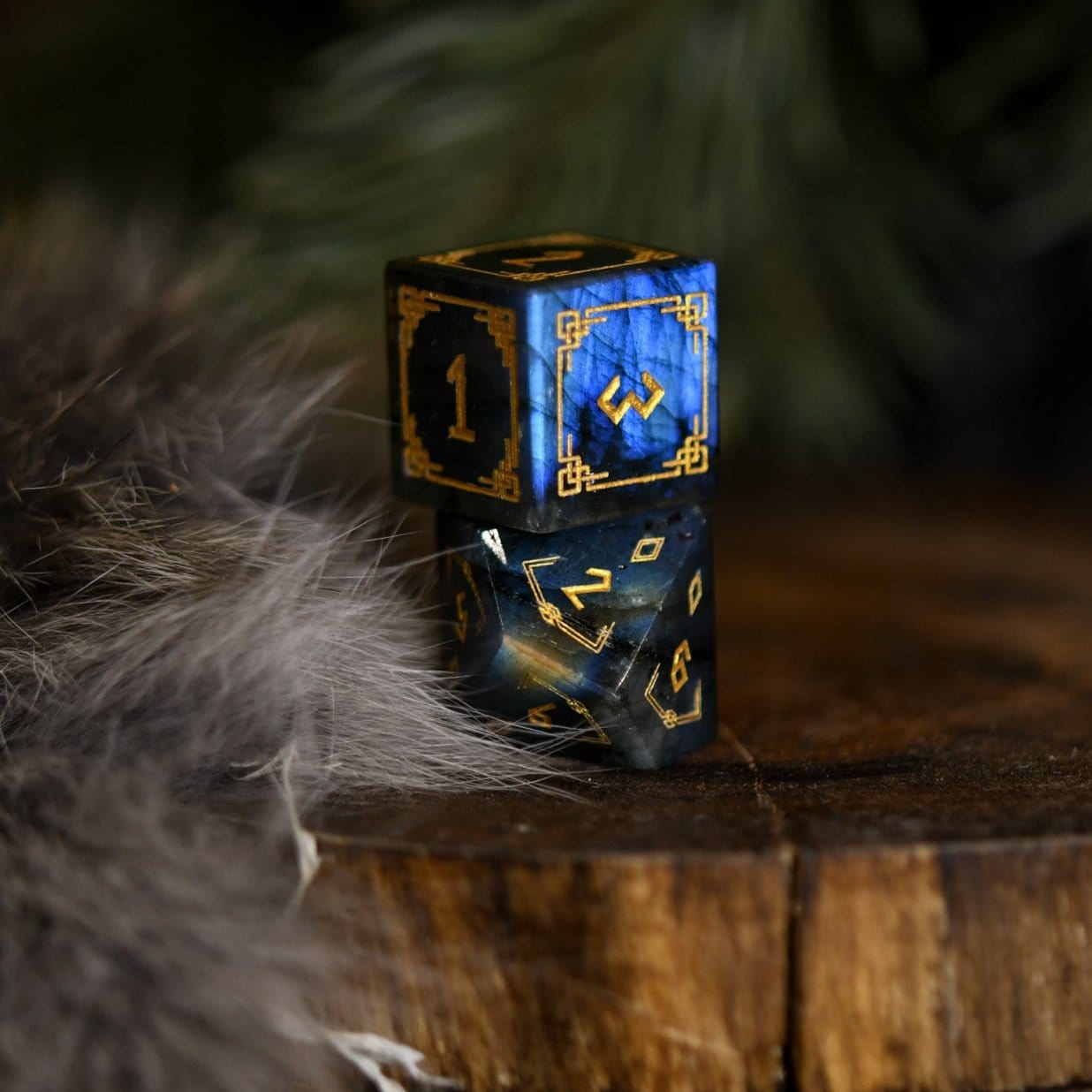 Misty Mountain Gaming Dice Nordic Black Labradorite Stone Dice Set - Dice Around the World Collection