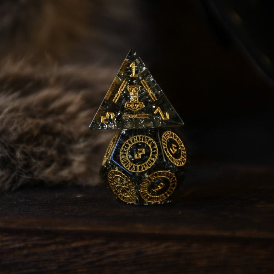 Misty Mountain Gaming Dice Nordic Black Shattered Glass Dice Set - Dice Around the World Collection