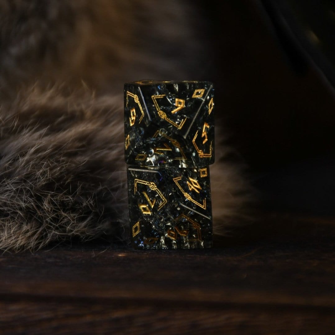 Misty Mountain Gaming Dice Nordic Black Shattered Glass Dice Set - Dice Around the World Collection