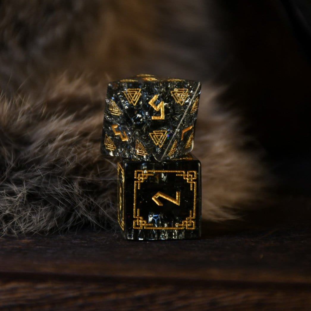 Misty Mountain Gaming Dice Nordic Black Shattered Glass Dice Set - Dice Around the World Collection