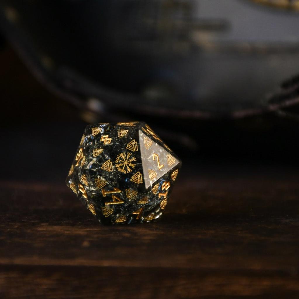 Misty Mountain Gaming Dice Nordic Black Shattered Glass Dice Set - Dice Around the World Collection
