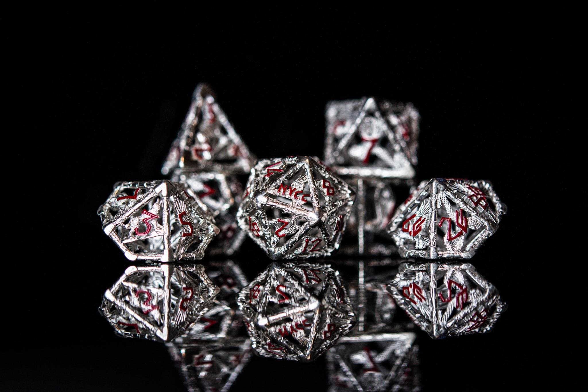 Misty Mountain Gaming hollow NYCC Exclusive Sterling Silver Dice Set - Red