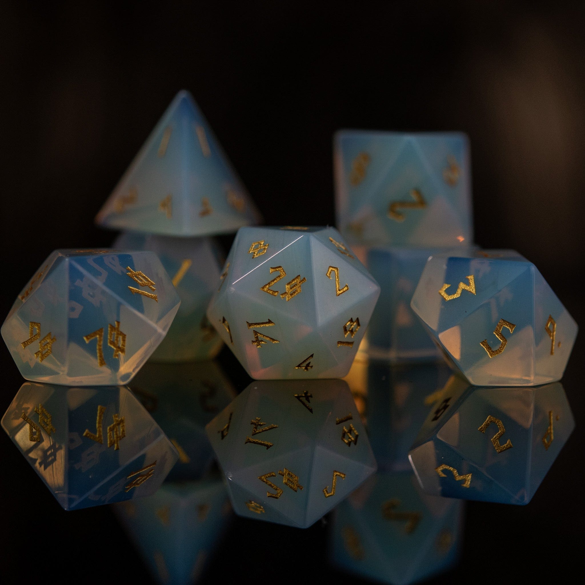 Misty Mountain Gaming Stone/Glass Opalite Stone Dice Set