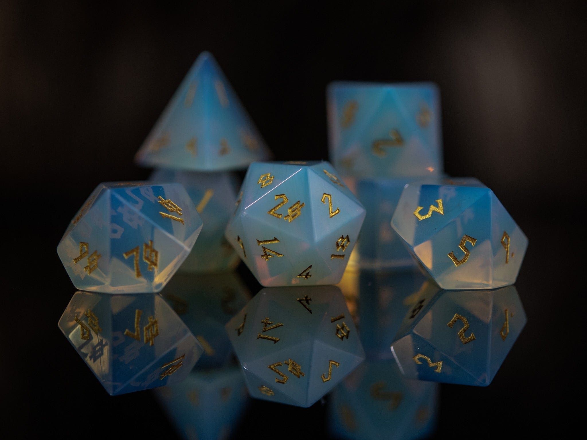 Misty Mountain Gaming Stone/Glass Opalite Stone Dice Set