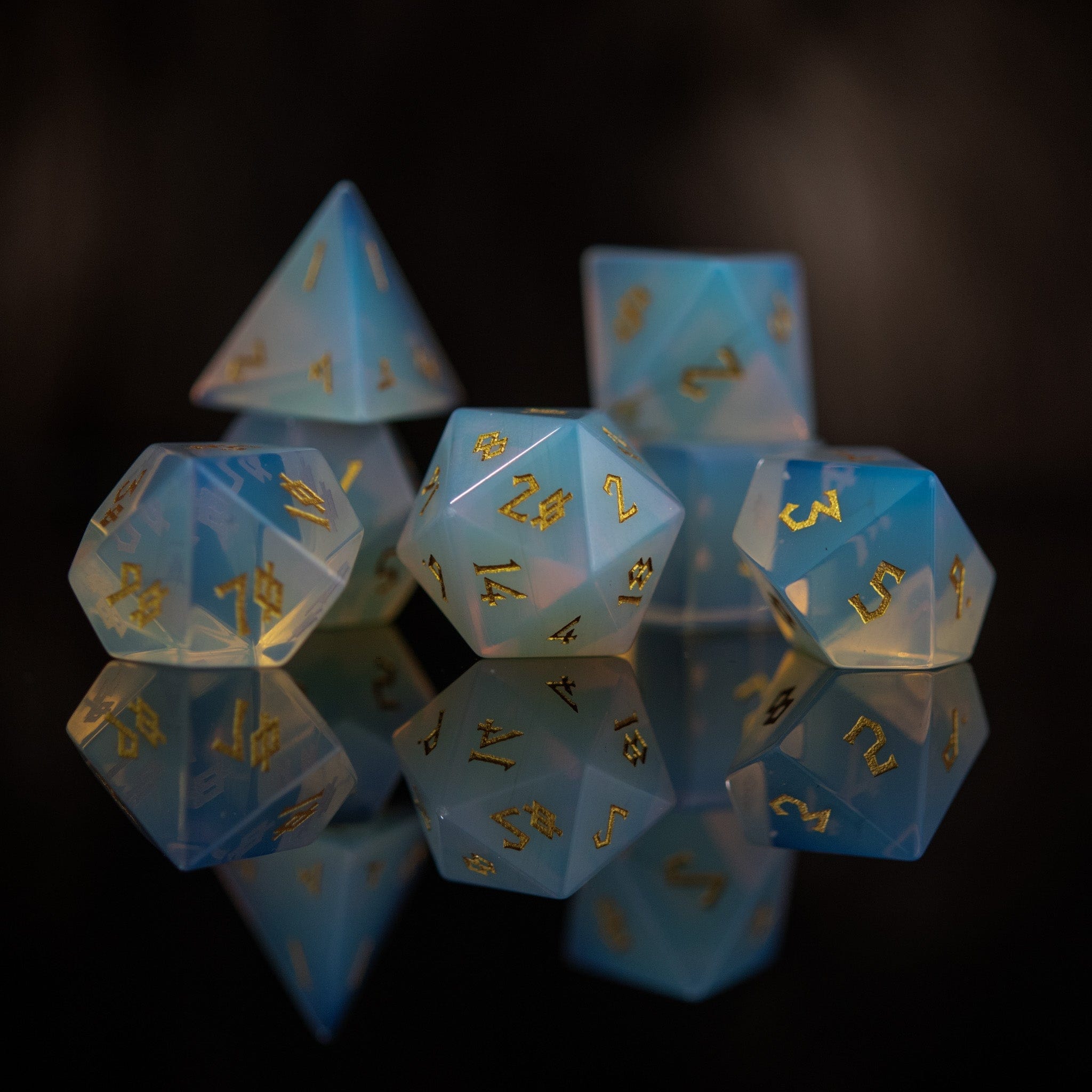 Misty Mountain Gaming Stone/Glass Opalite Stone Dice Set