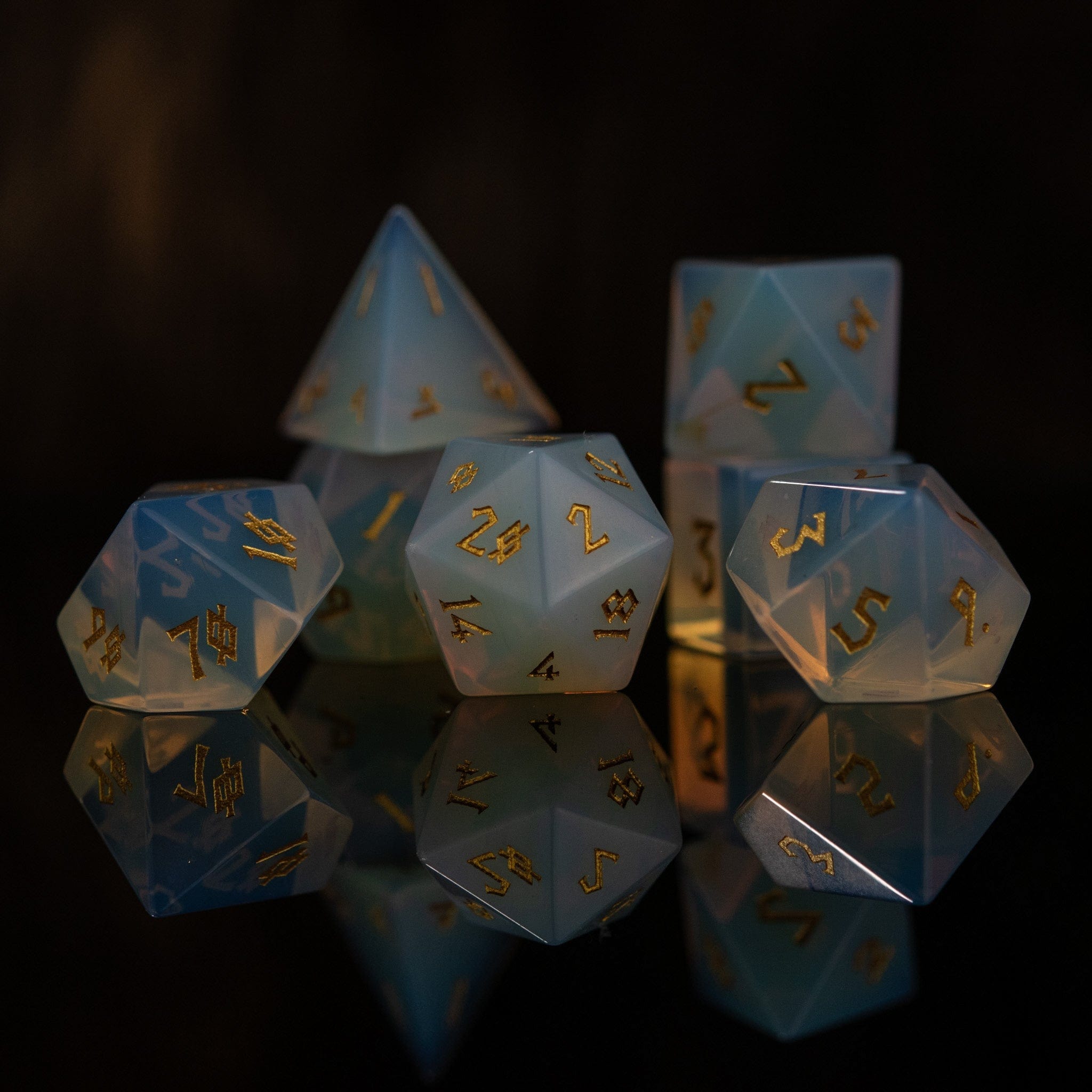 Misty Mountain Gaming Stone/Glass Opalite Stone Dice Set