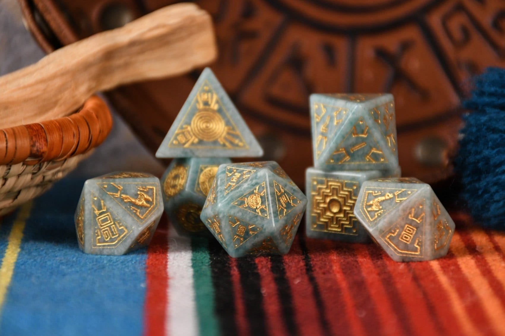 Misty Mountain Gaming Dice Peruvian Amazonite Stone Dice Set - Dice Around the World Collection