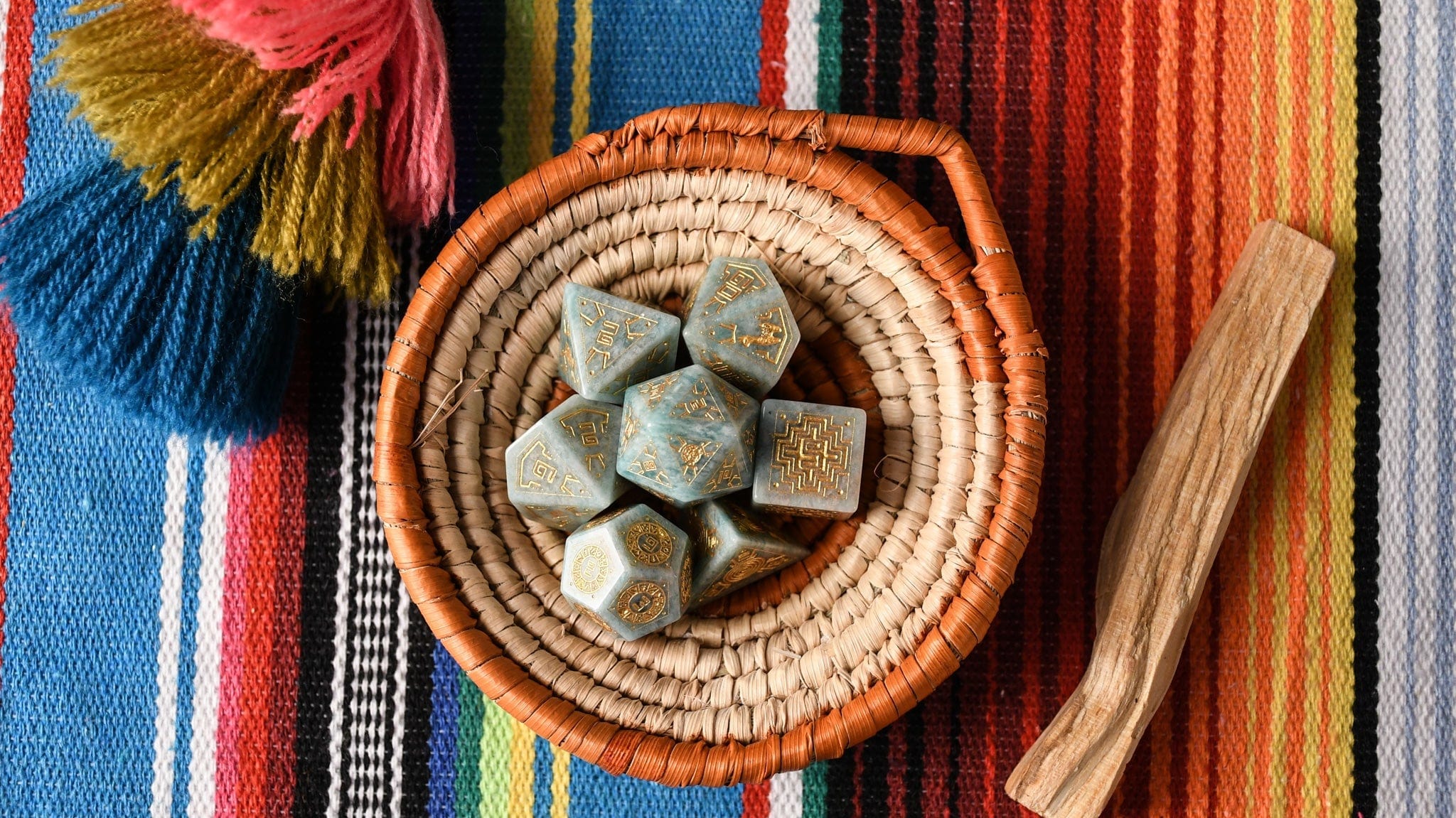 Misty Mountain Gaming Dice Peruvian Amazonite Stone Dice Set - Dice Around the World Collection