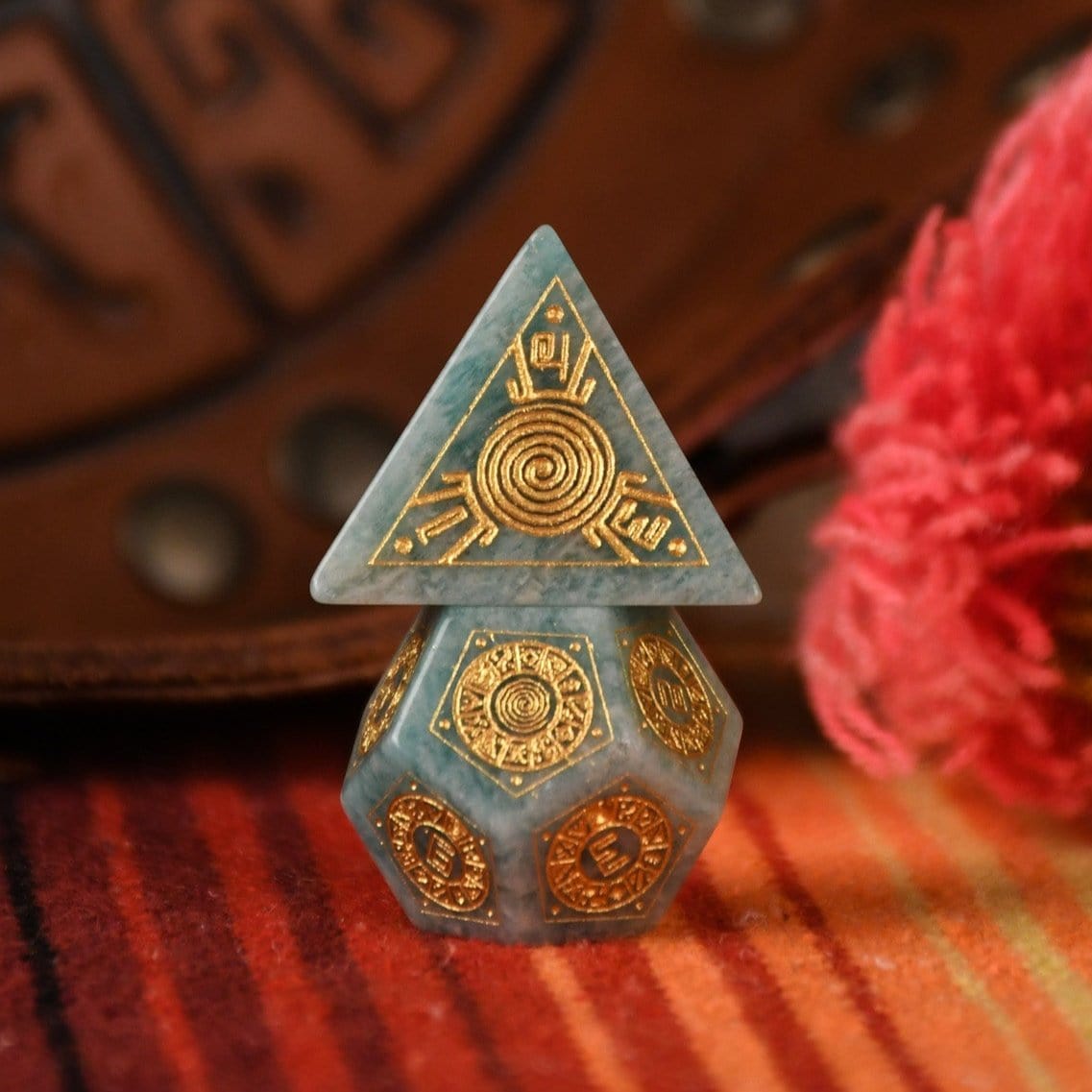 Misty Mountain Gaming Dice Peruvian Amazonite Stone Dice Set - Dice Around the World Collection