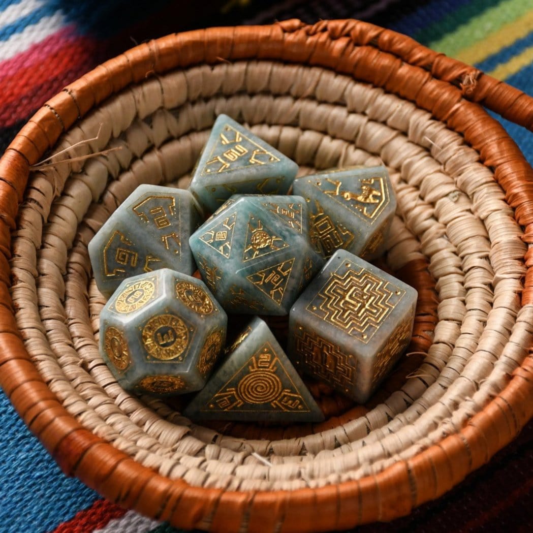 Misty Mountain Gaming Dice Peruvian Amazonite Stone Dice Set - Dice Around the World Collection