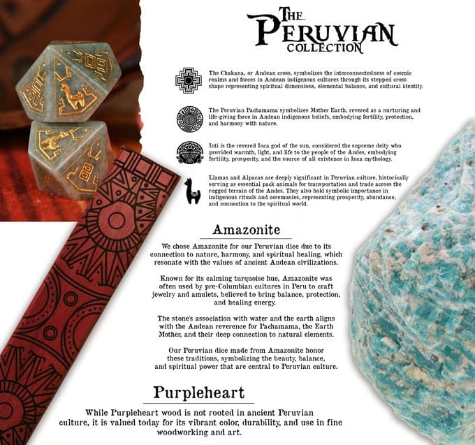 Misty Mountain Gaming Dice Peruvian Amazonite Stone Dice Set - Dice Around the World Collection