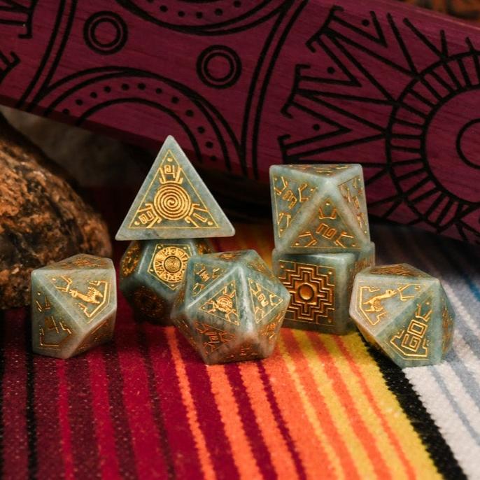 Misty Mountain Gaming Dice Peruvian Amazonite Stone Dice Set - Dice Around the World Collection