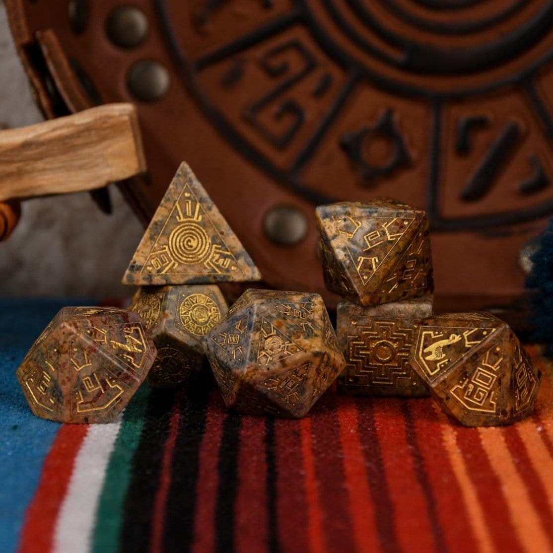 Misty Mountain Gaming Dice Peruvian Leopard Jasper Stone Dice Set - Dice Around the World Collection