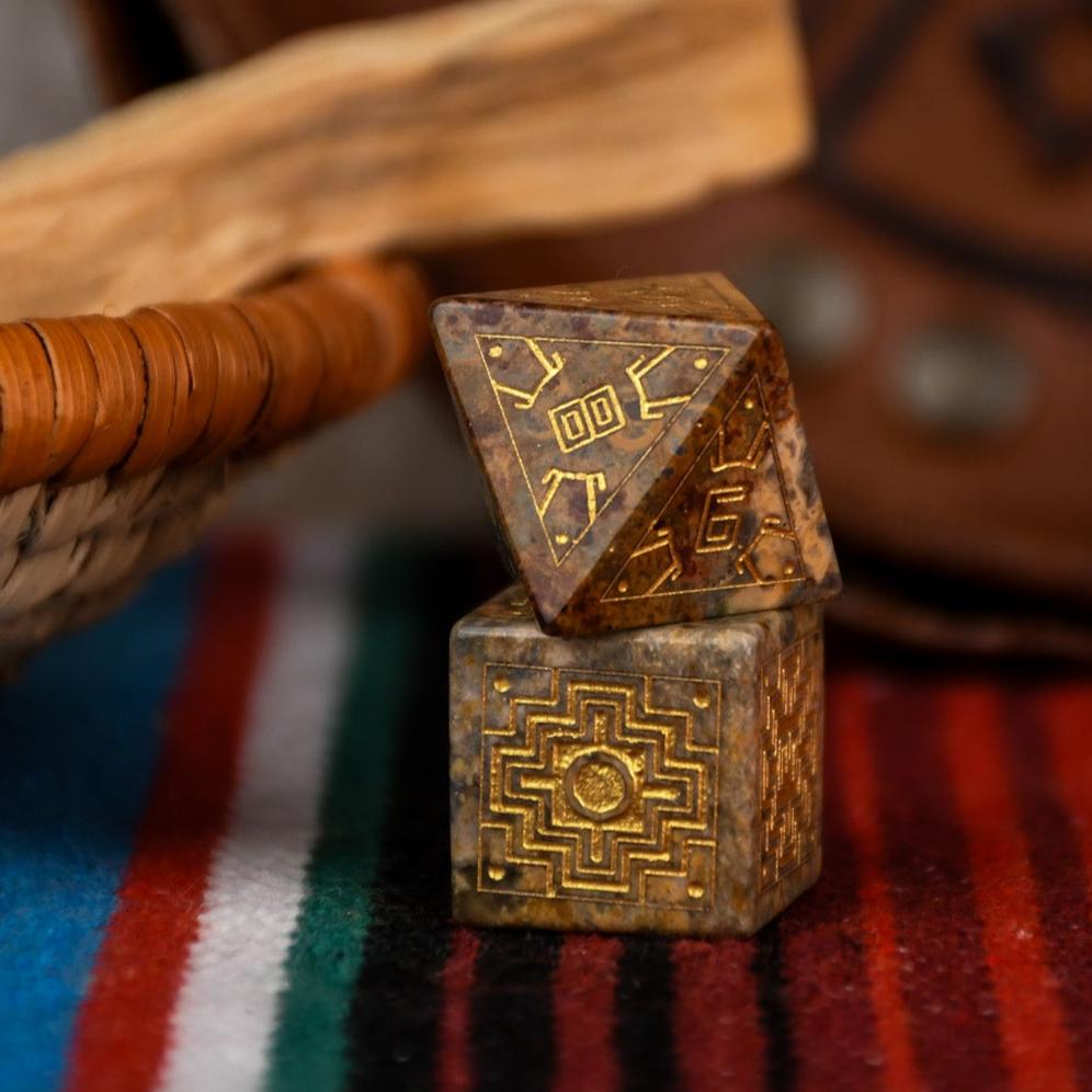 Misty Mountain Gaming Dice Peruvian Leopard Jasper Stone Dice Set - Dice Around the World Collection