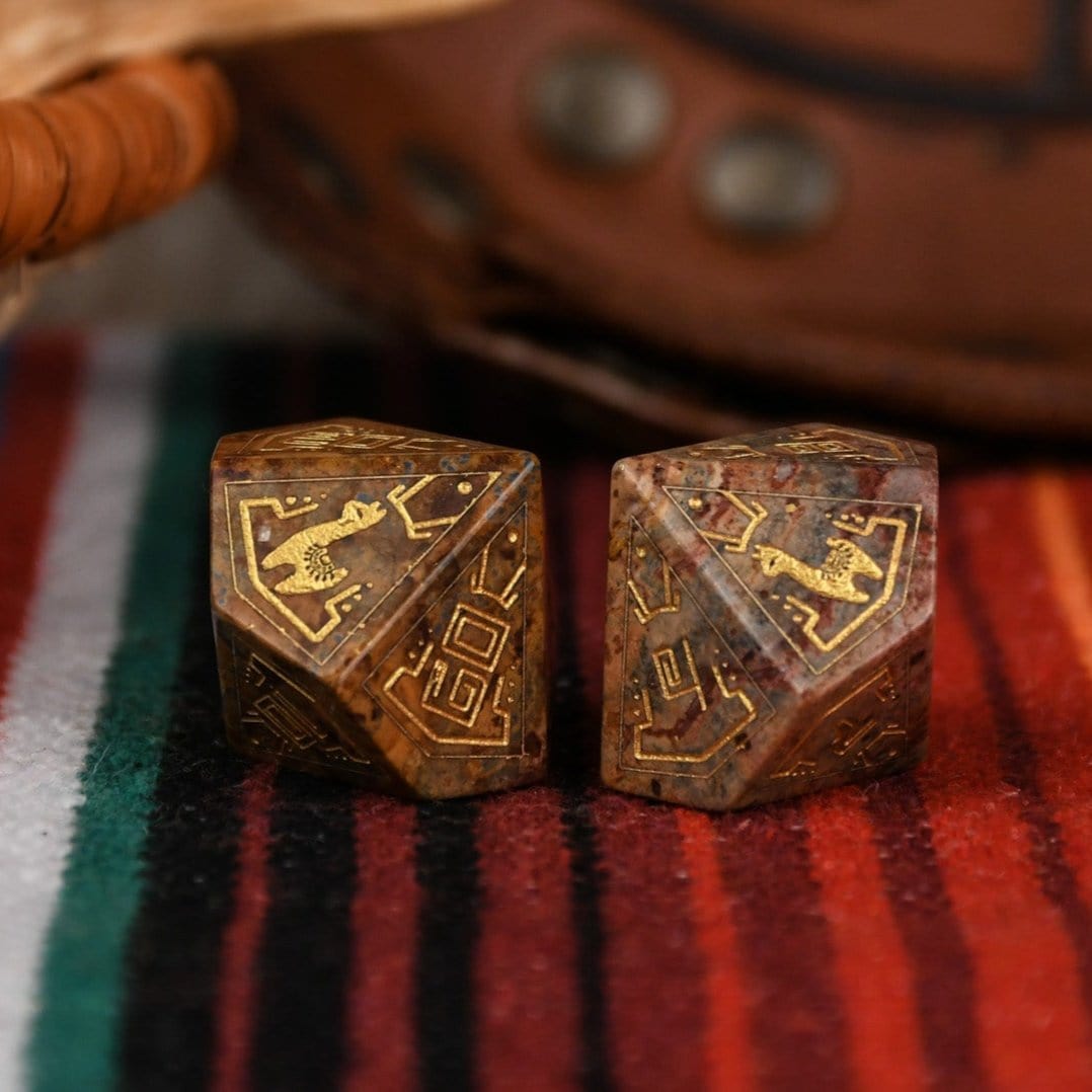 Misty Mountain Gaming Dice Peruvian Leopard Jasper Stone Dice Set - Dice Around the World Collection