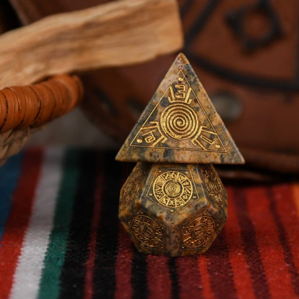 Misty Mountain Gaming Dice Peruvian Leopard Jasper Stone Dice Set - Dice Around the World Collection