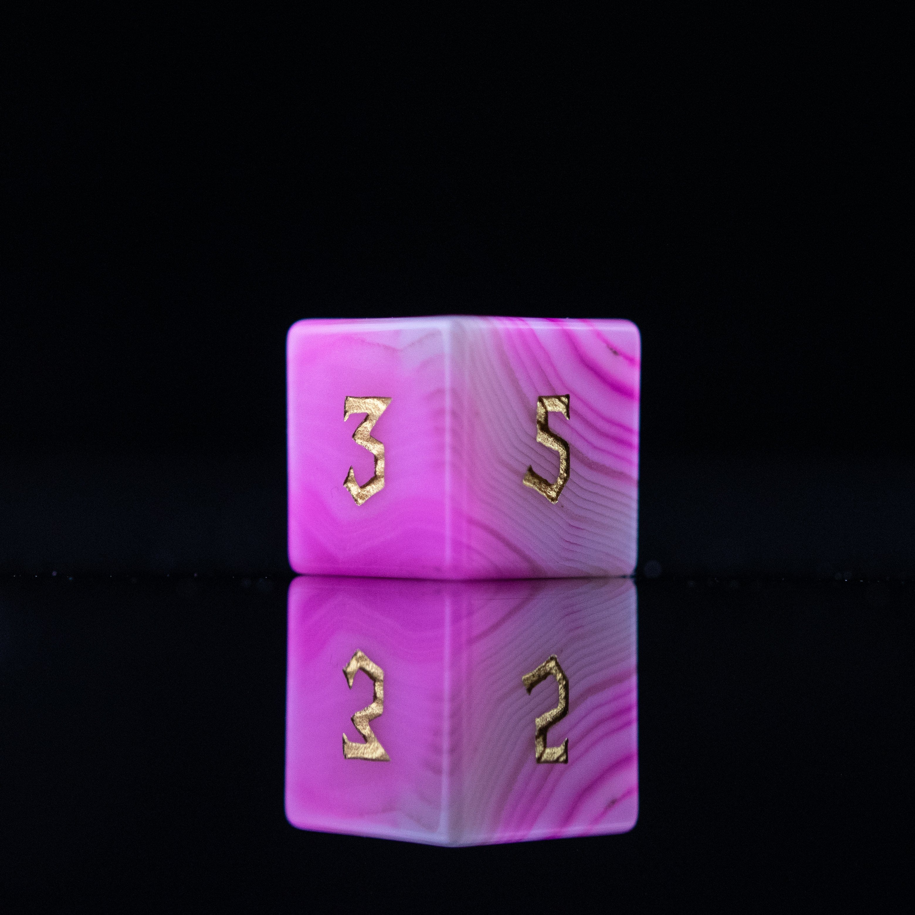 Misty Mountain Gaming Stone/Glass Pink Agate Stone Dice Set