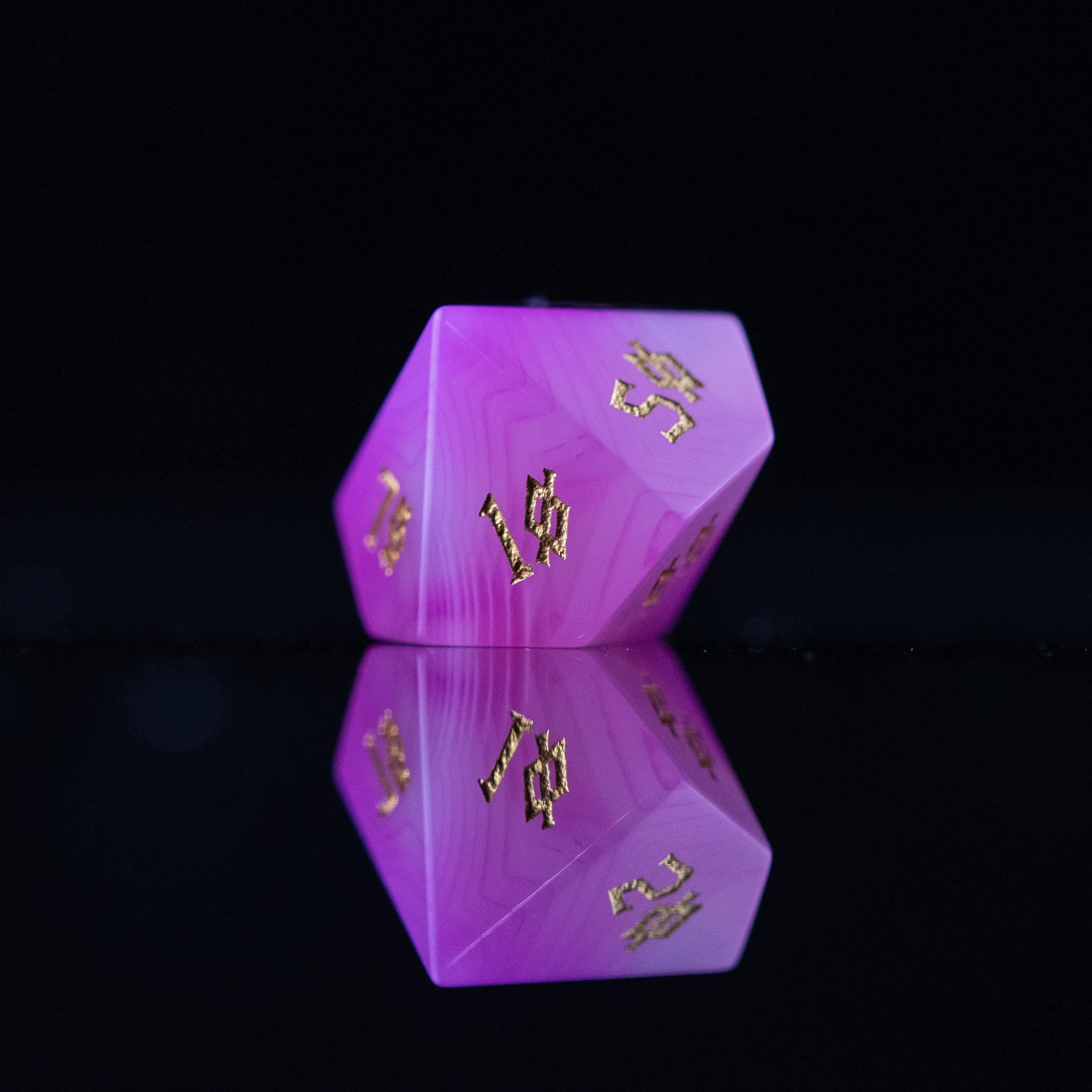 Misty Mountain Gaming Stone/Glass Pink Agate Stone Dice Set