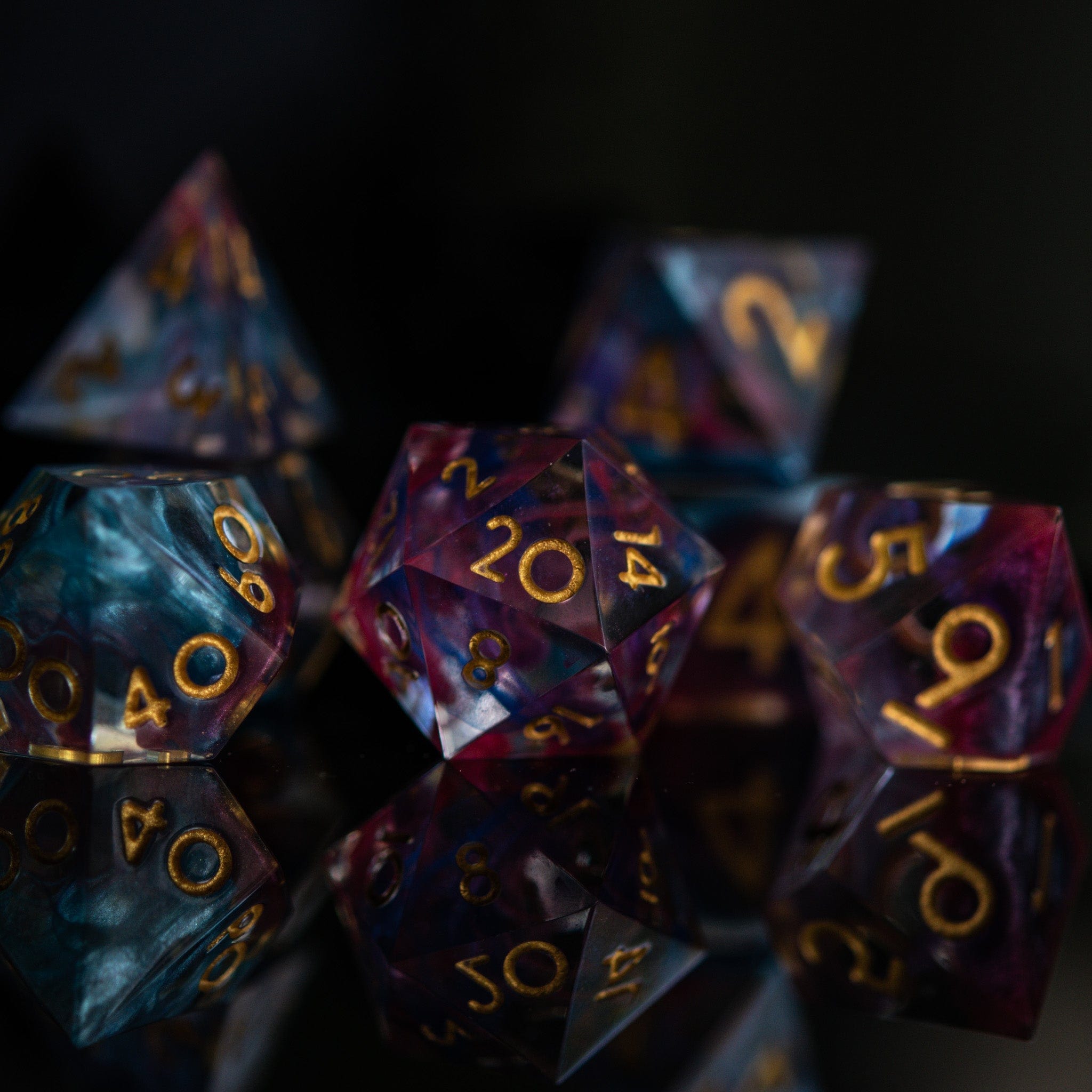 Misty Mountain Gaming Resin Plasma Gold Sharp-Edged Resin Dice Set