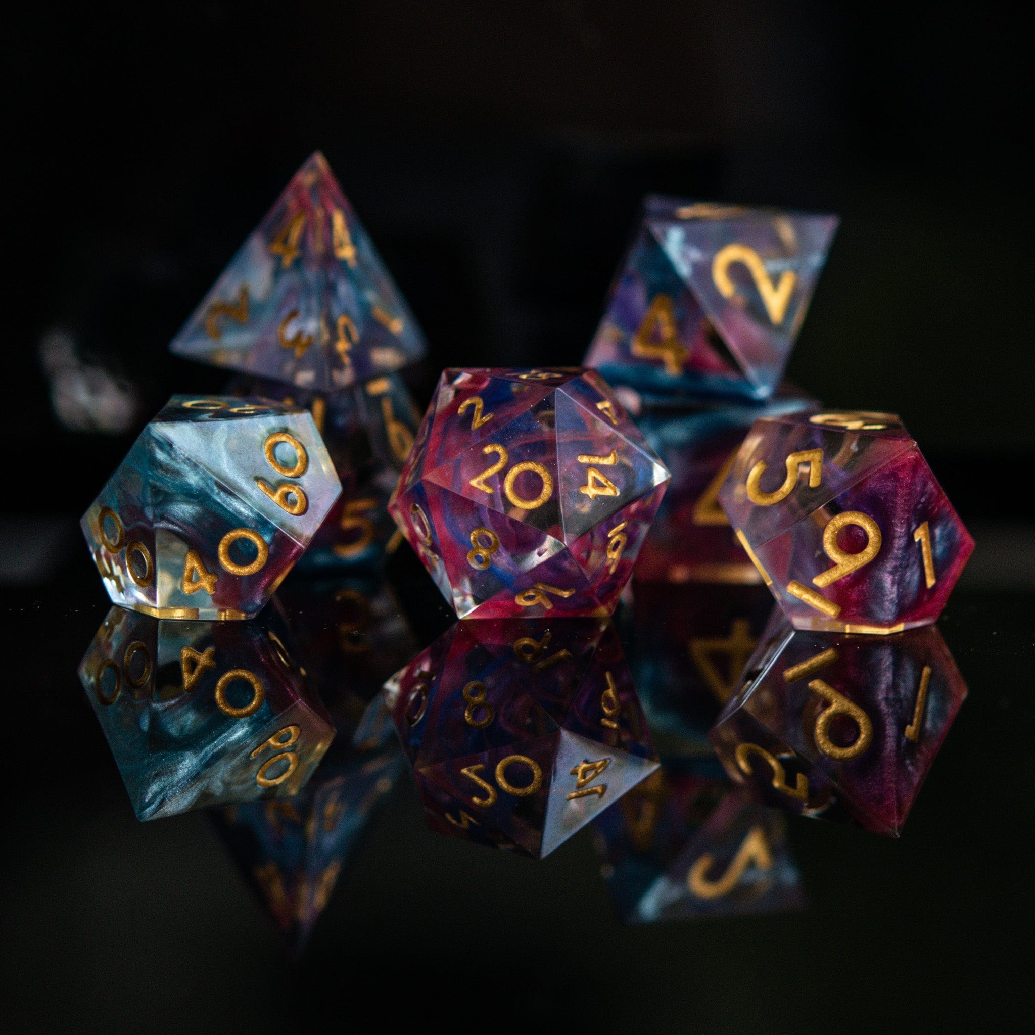 Misty Mountain Gaming Resin Plasma Gold Sharp-Edged Resin Dice Set
