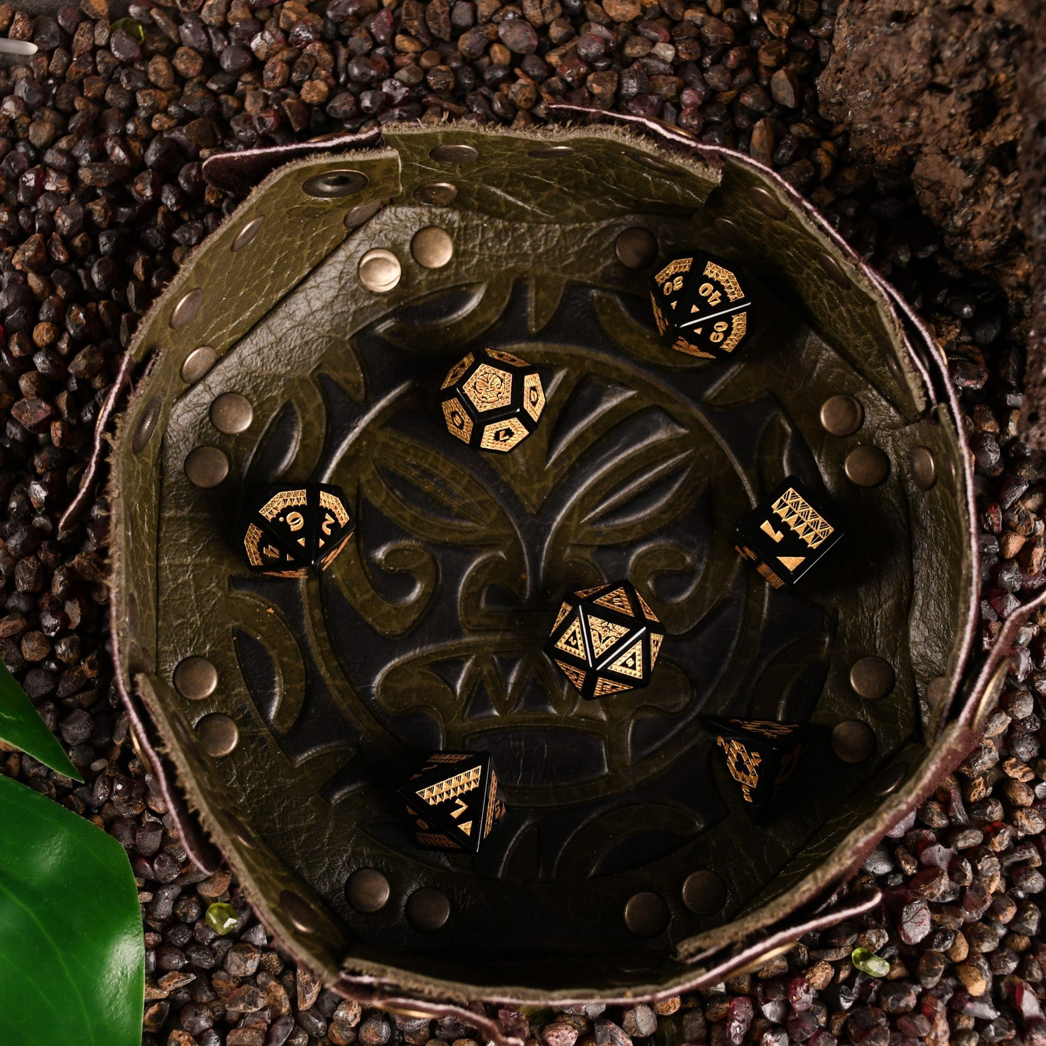 Misty Mountain Gaming Dice Polynesian Black Obsidian Stone Dice Set - Dice Around the World Collection