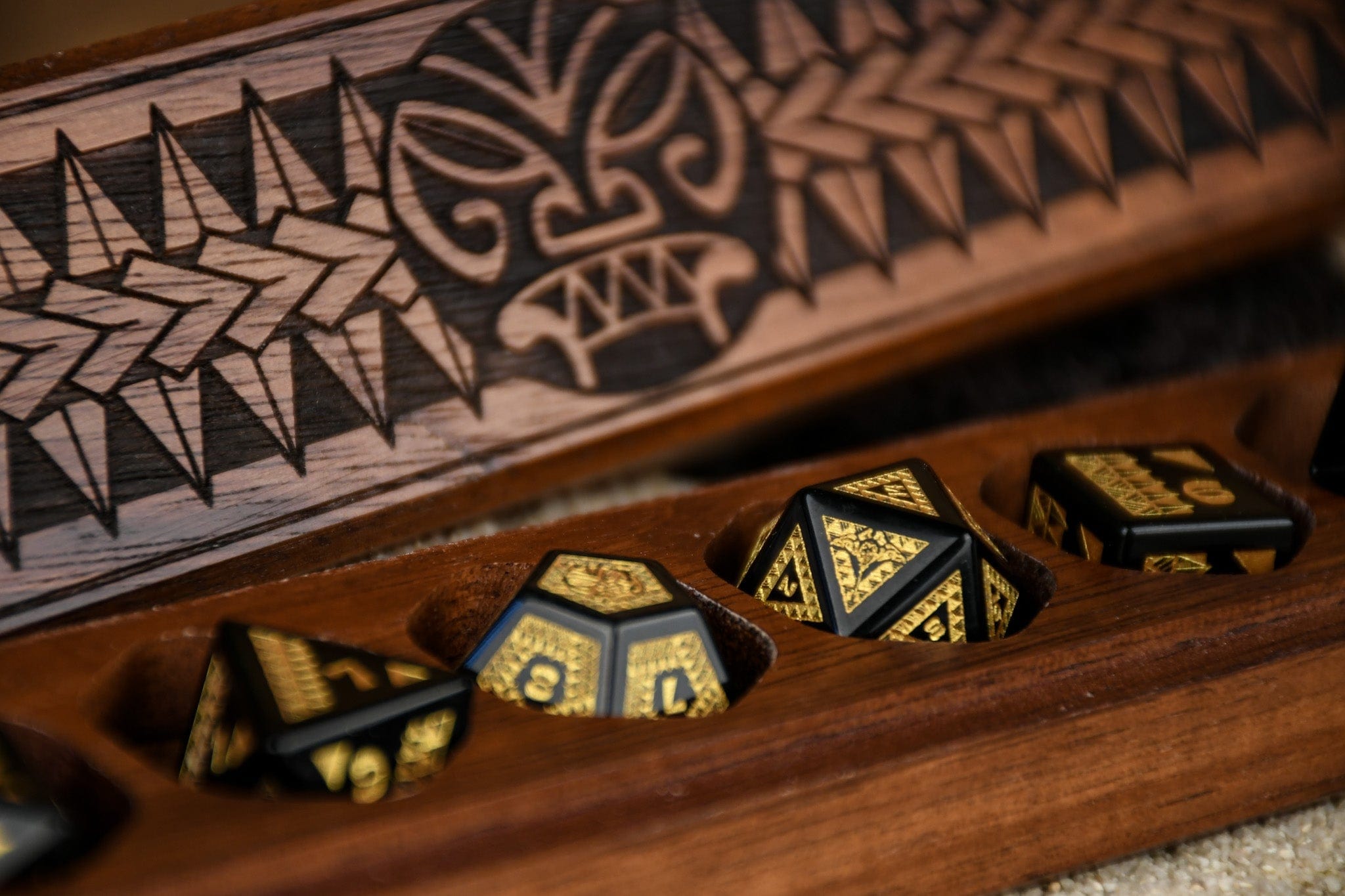 Misty Mountain Gaming Dice Polynesian Black Obsidian Stone Dice Set - Dice Around the World Collection