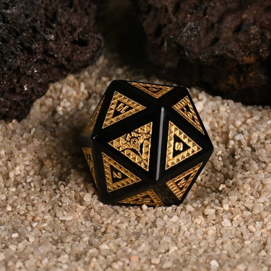 Misty Mountain Gaming Dice Polynesian Black Obsidian Stone Dice Set - Dice Around the World Collection