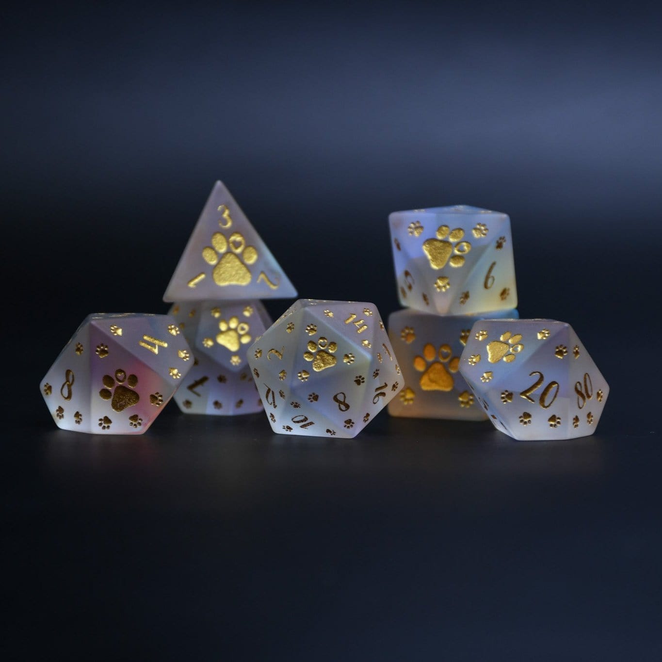 Misty Mountain Gaming DICE Puppy Paws Frosted Prism Glass Dice Set