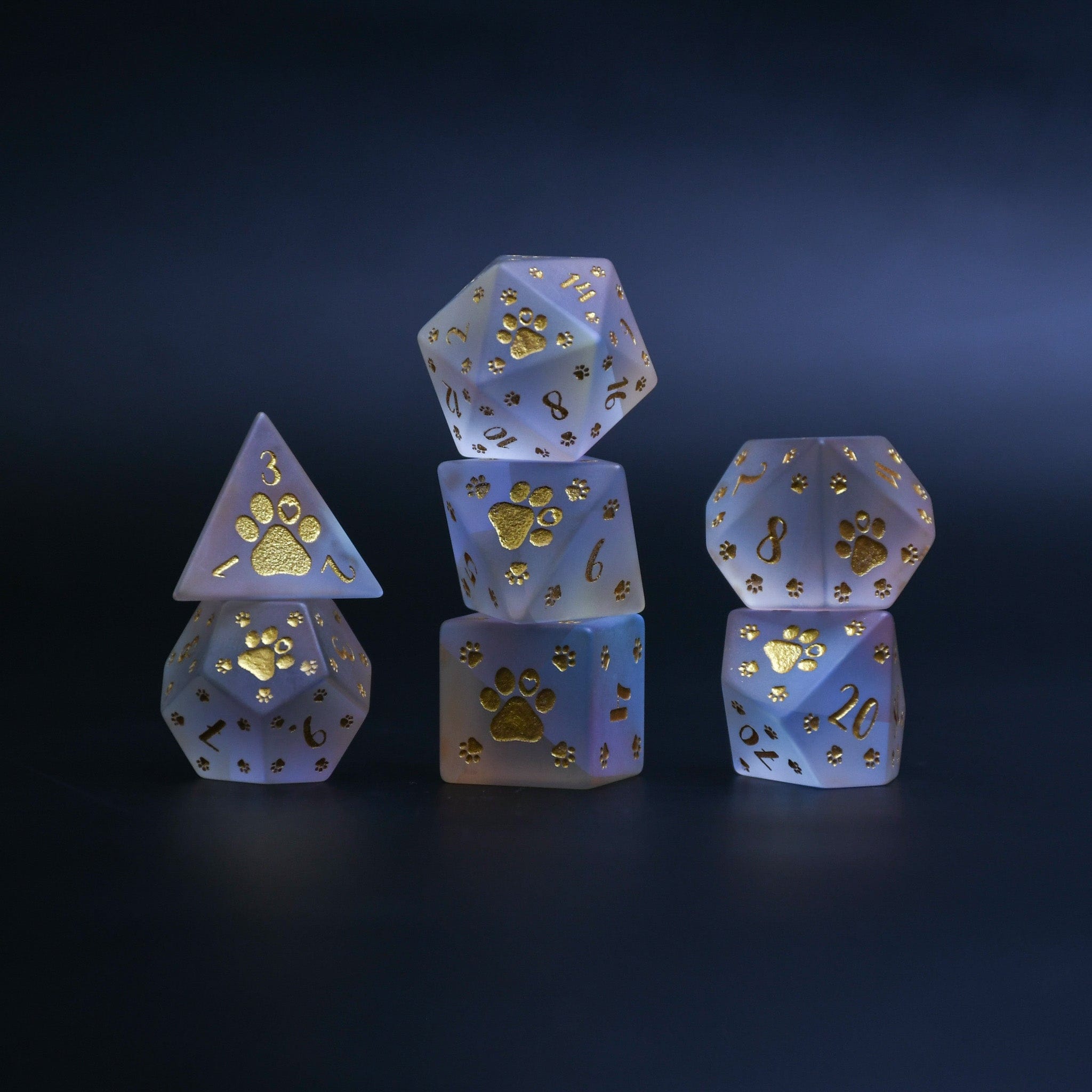 Misty Mountain Gaming DICE Puppy Paws Frosted Prism Glass Dice Set