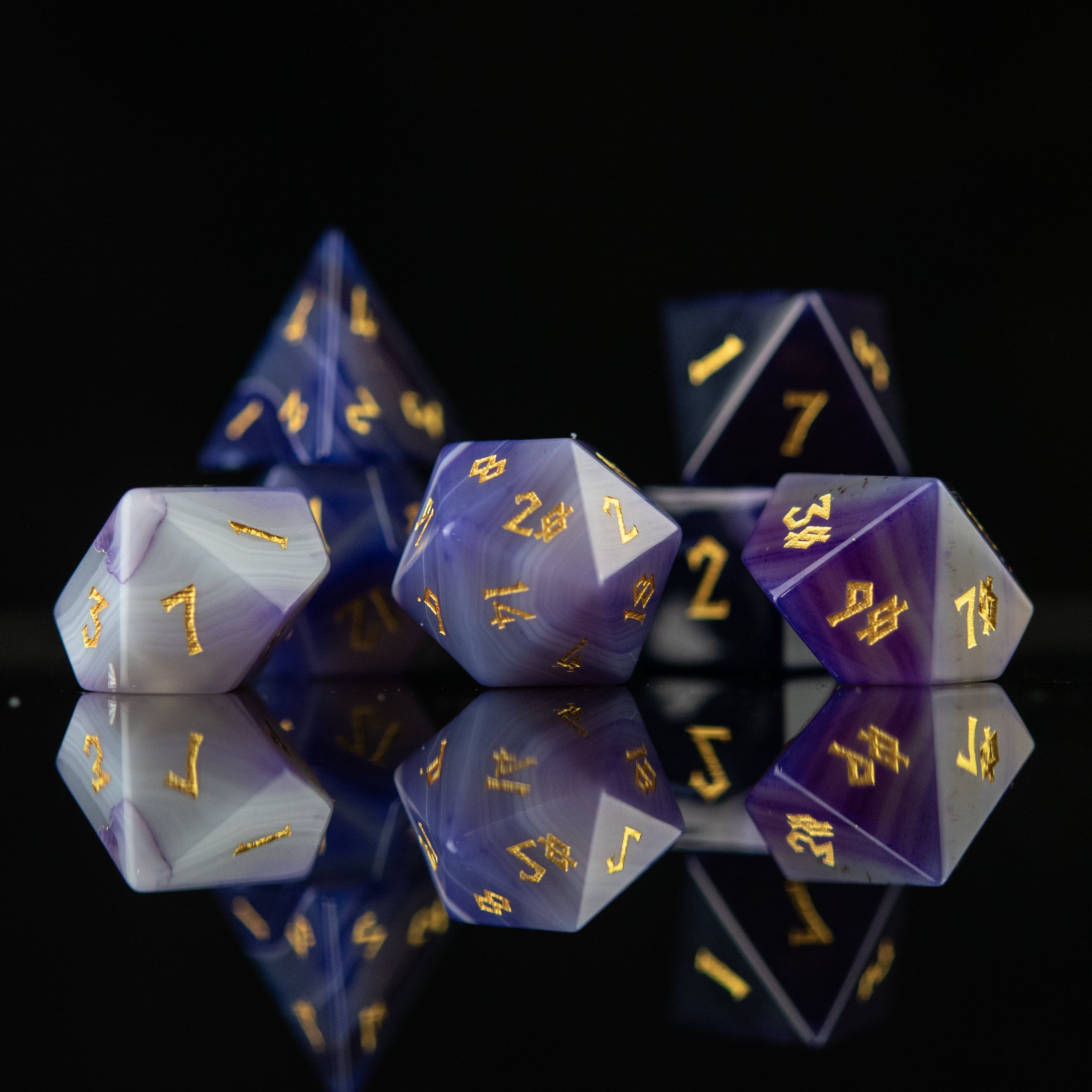 Misty Mountain Gaming Stone/Glass Purple Agate Stone Dice Set