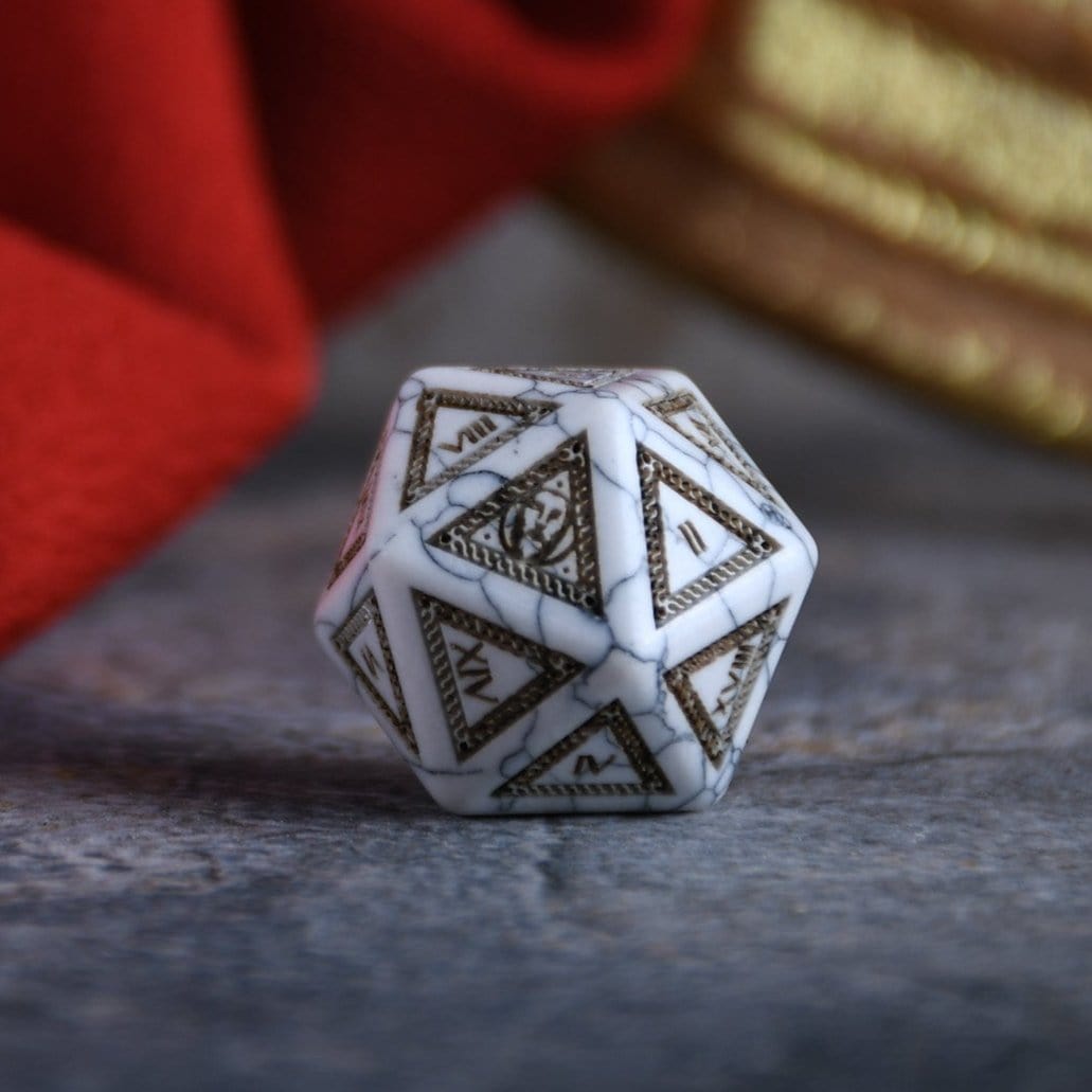 Misty Mountain Gaming Dice Roman White Howlite Stone Dice Set - Dice Around the World Collection