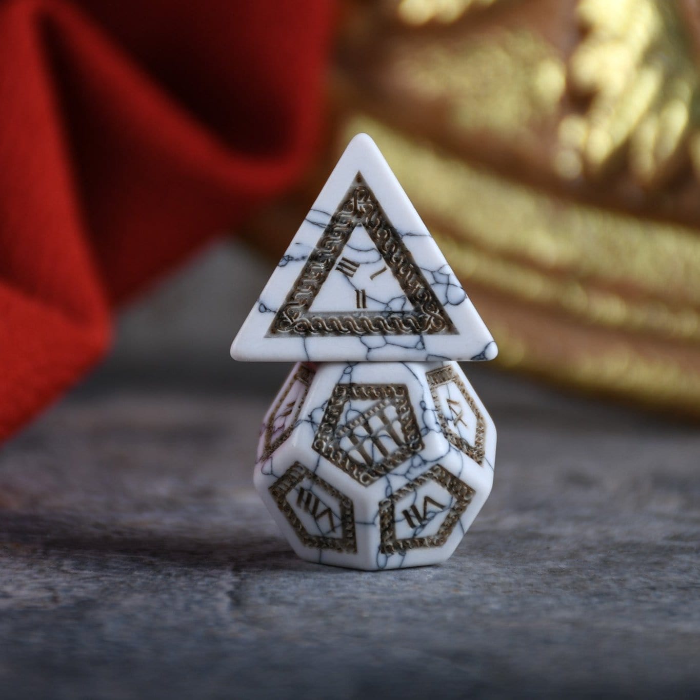 Misty Mountain Gaming Dice Roman White Howlite Stone Dice Set - Dice Around the World Collection
