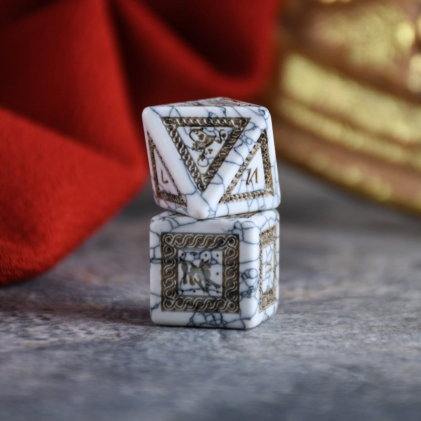 Misty Mountain Gaming Dice Roman White Howlite Stone Dice Set - Dice Around the World Collection
