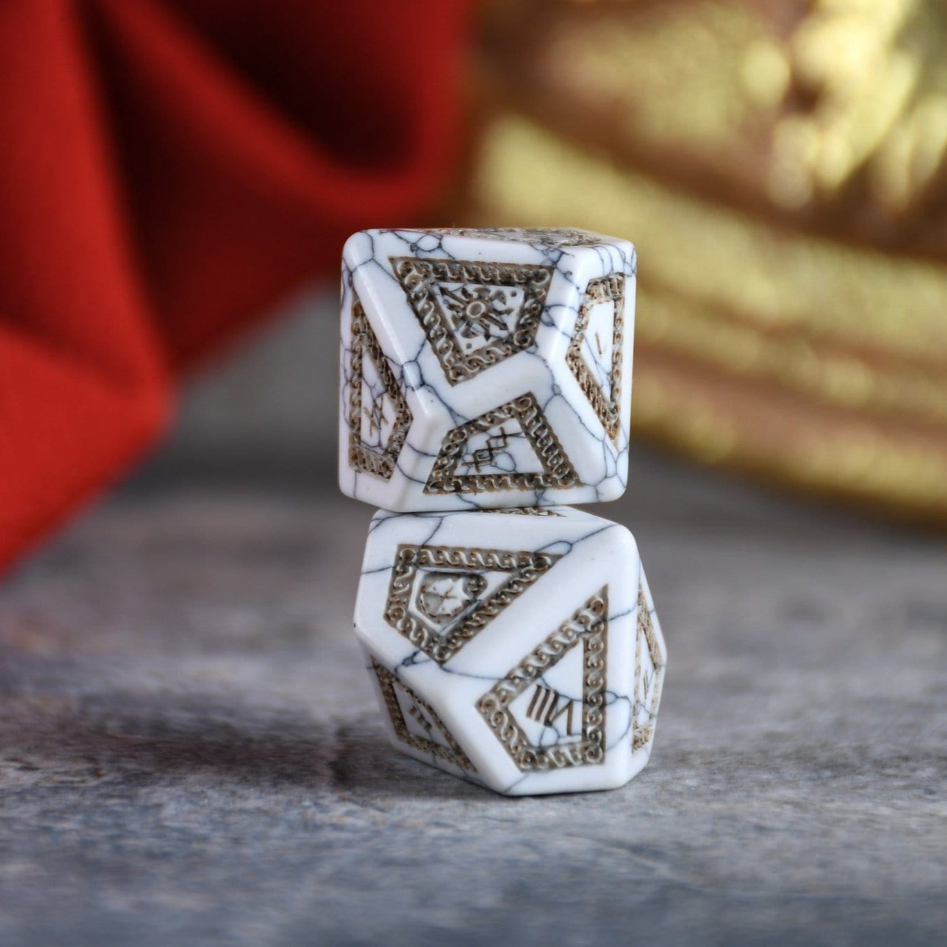 Misty Mountain Gaming Dice Roman White Howlite Stone Dice Set - Dice Around the World Collection