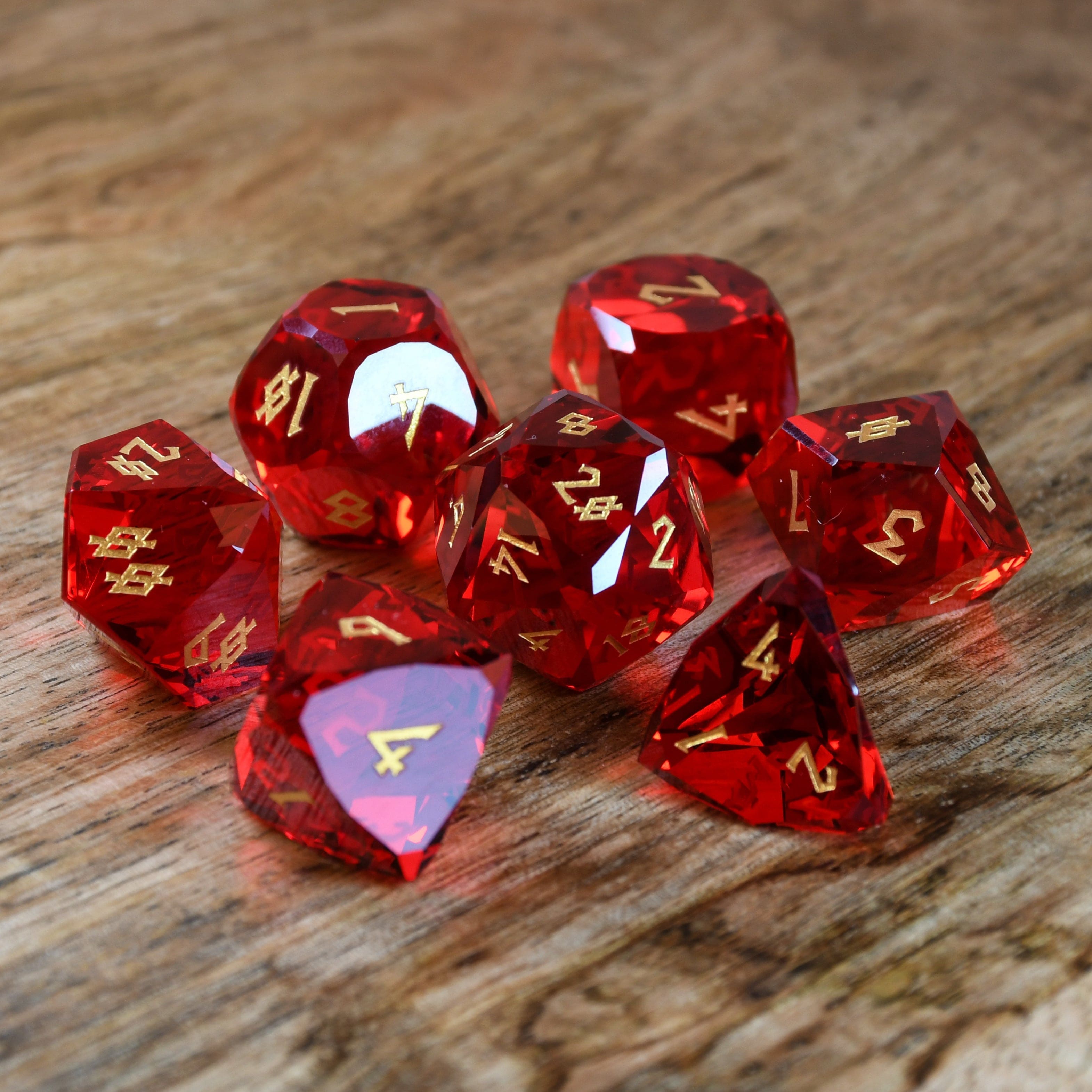 Misty Mountain Gaming Stone/Glass Ruby Multifaceted Glass Dice Set
