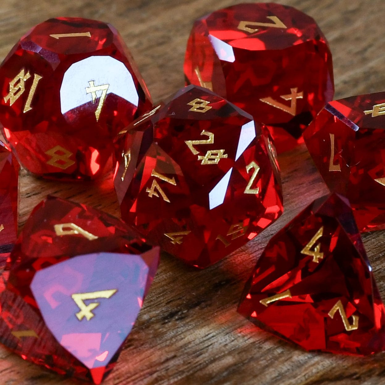 Misty Mountain Gaming Stone/Glass Ruby Multifaceted Glass Dice Set