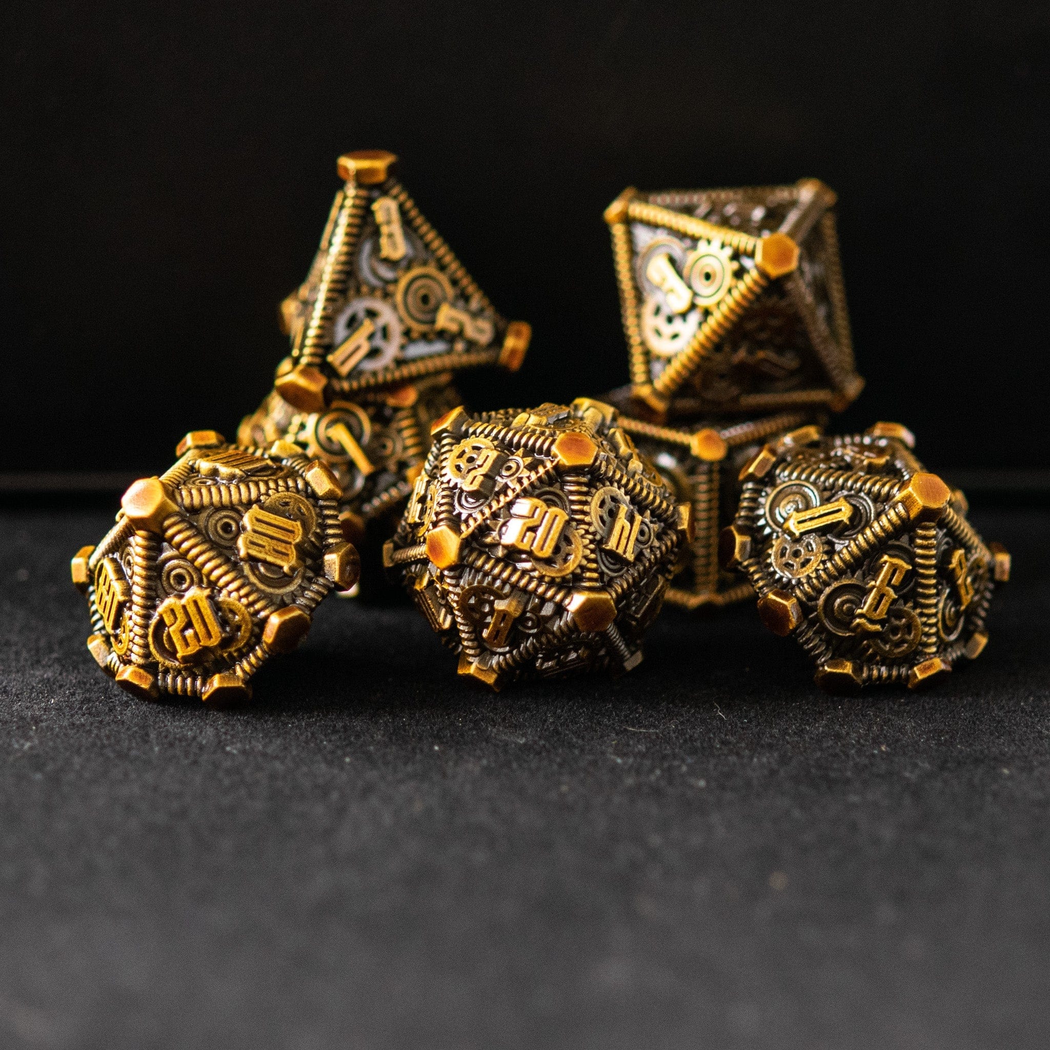 Misty Mountain Gaming Metal Rustic Brass - Weird West Wasteland Metal Dice Set