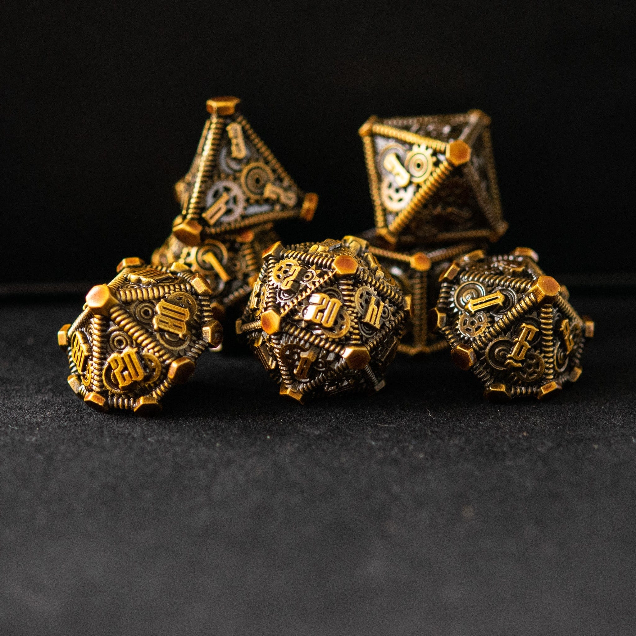 Misty Mountain Gaming Metal Rustic Brass - Weird West Wasteland Metal Dice Set