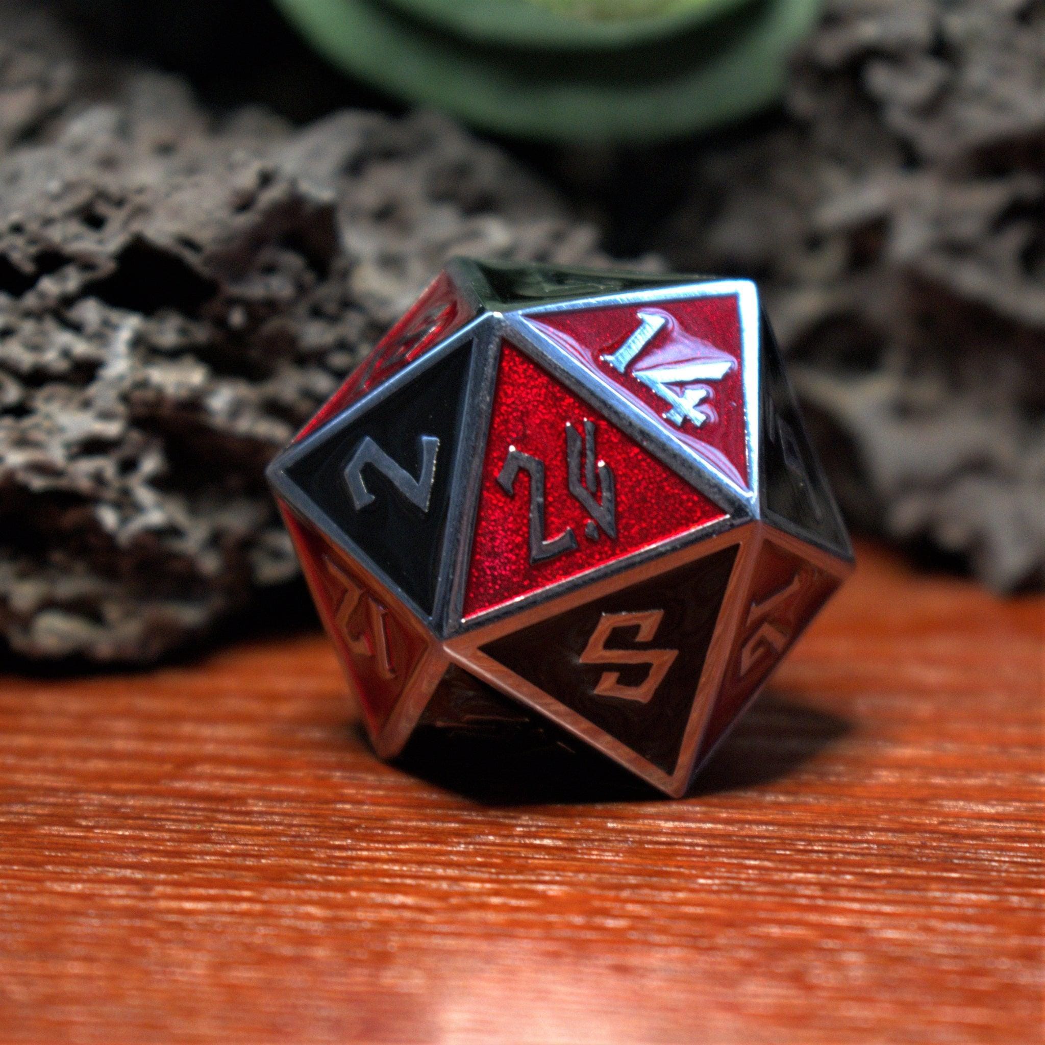 Misty Mountain Gaming Large D20s Scarlet and Crow Metal 35mm D20