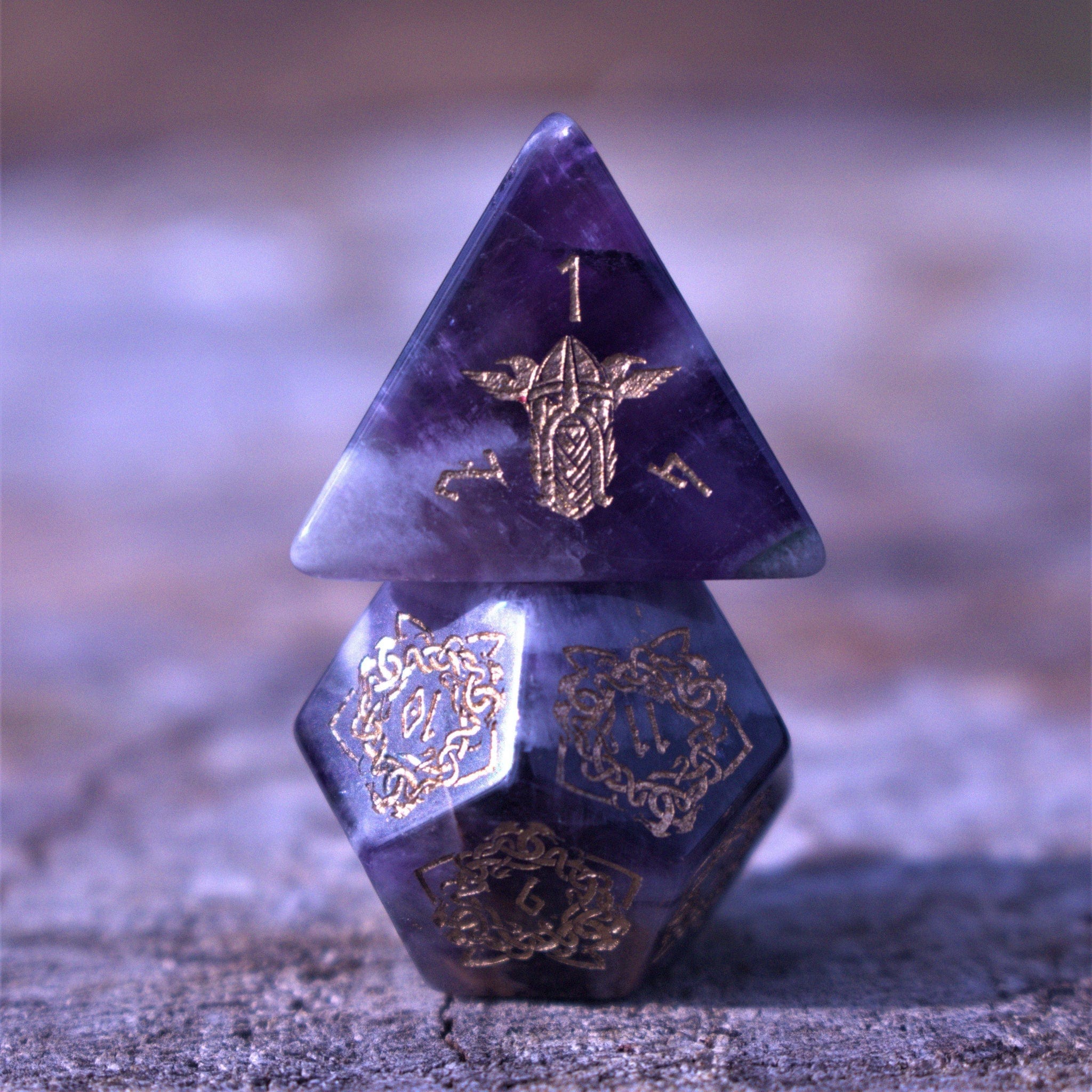 Misty Mountain Gaming Stone/Glass Serpent of Midgard Amethyst Dice Set